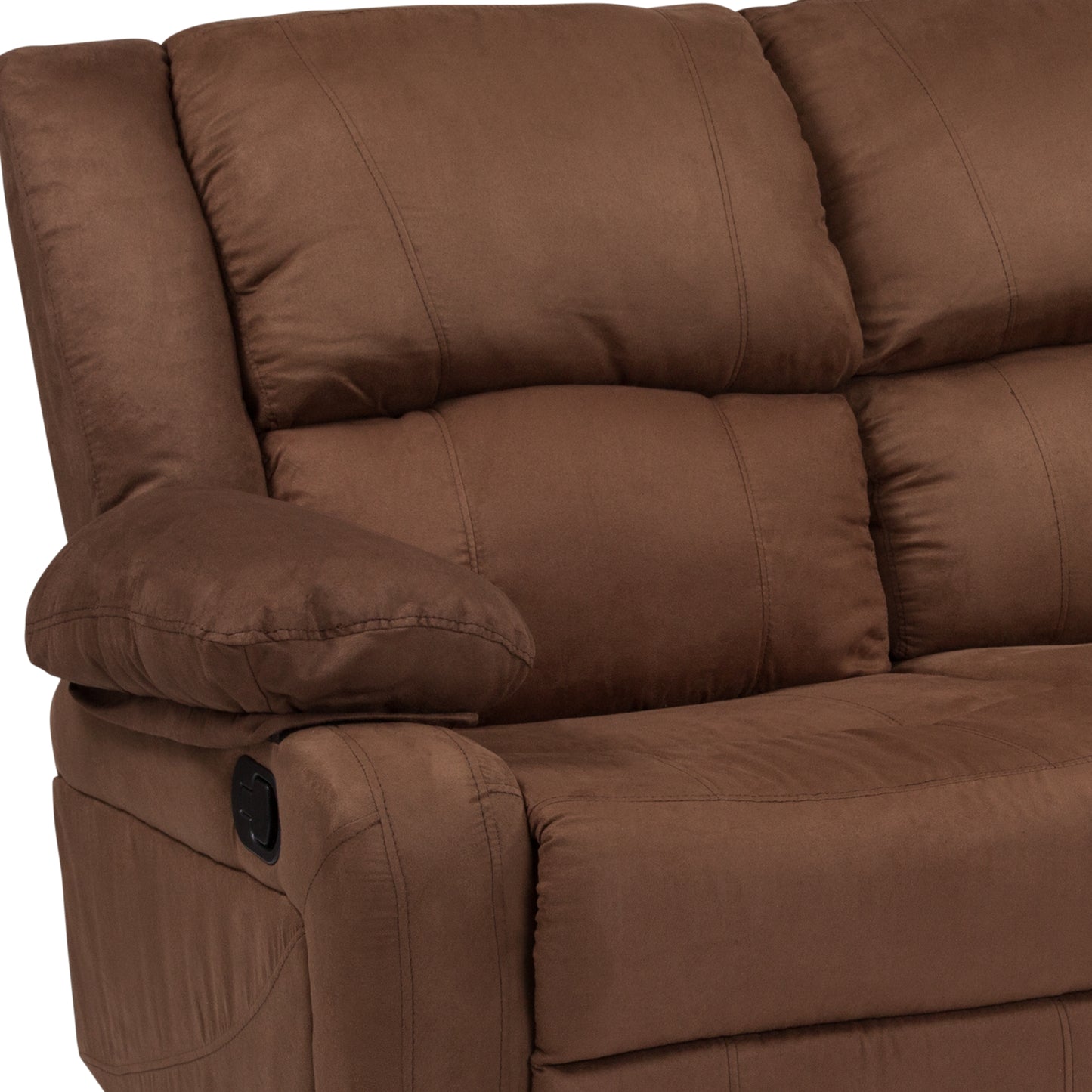 Harmony Series Chocolate Brown Microfiber Loveseat with Two Built-In Recliners Chocolate Brown Microfiber