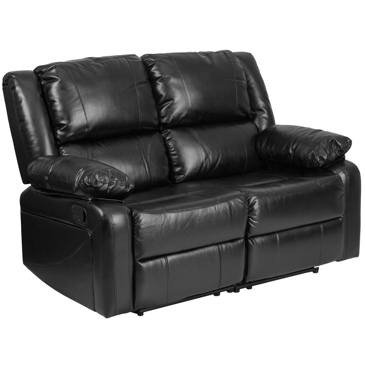 Harmony Series Black LeatherSoft Loveseat with Two Built-In Recliners Black LeatherSoft