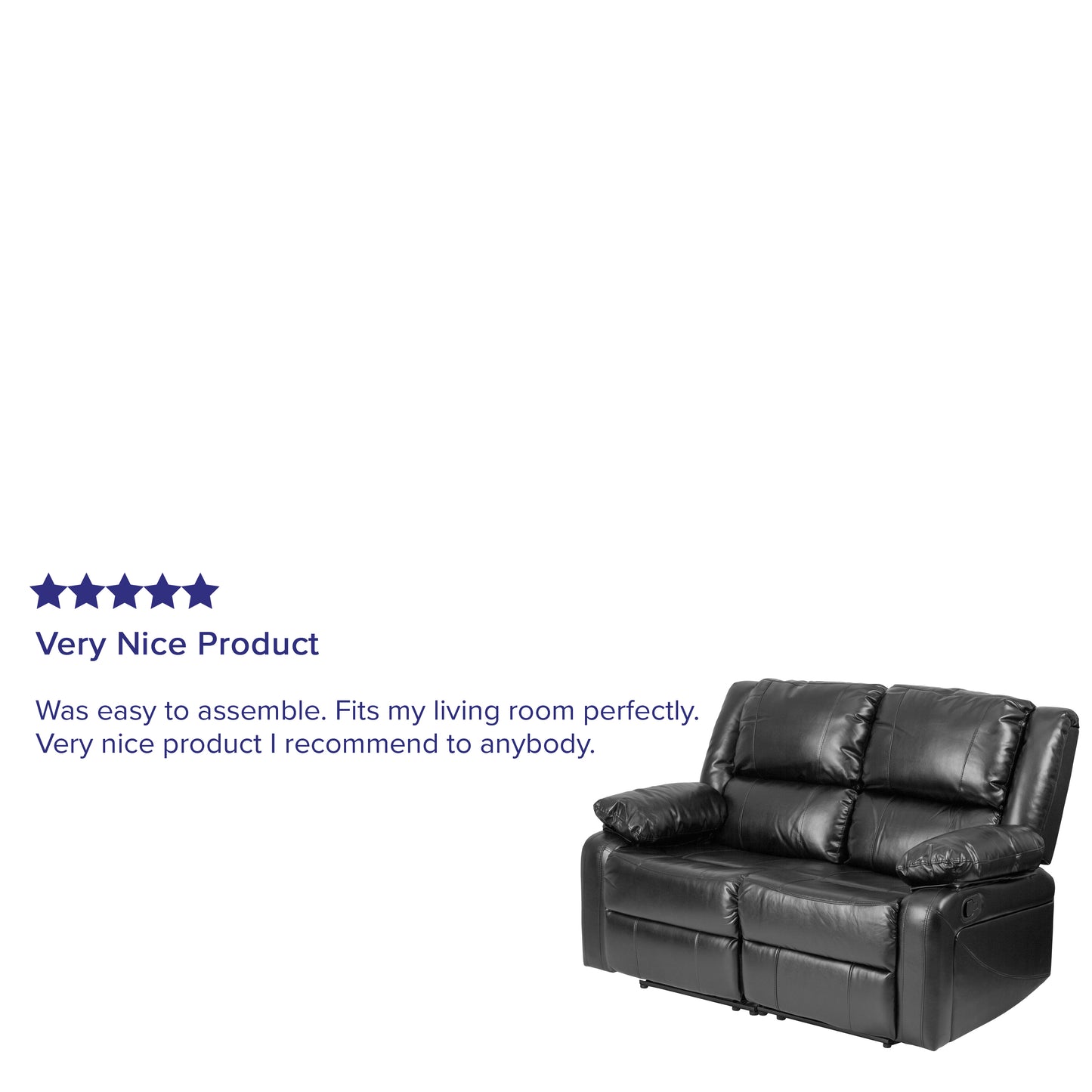 Harmony Series Black LeatherSoft Loveseat with Two Built-In Recliners Black LeatherSoft