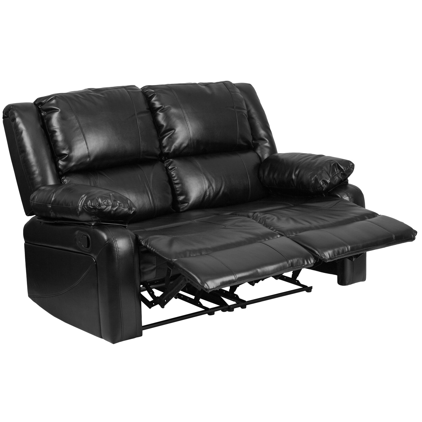 Harmony Series Black LeatherSoft Loveseat with Two Built-In Recliners Black LeatherSoft