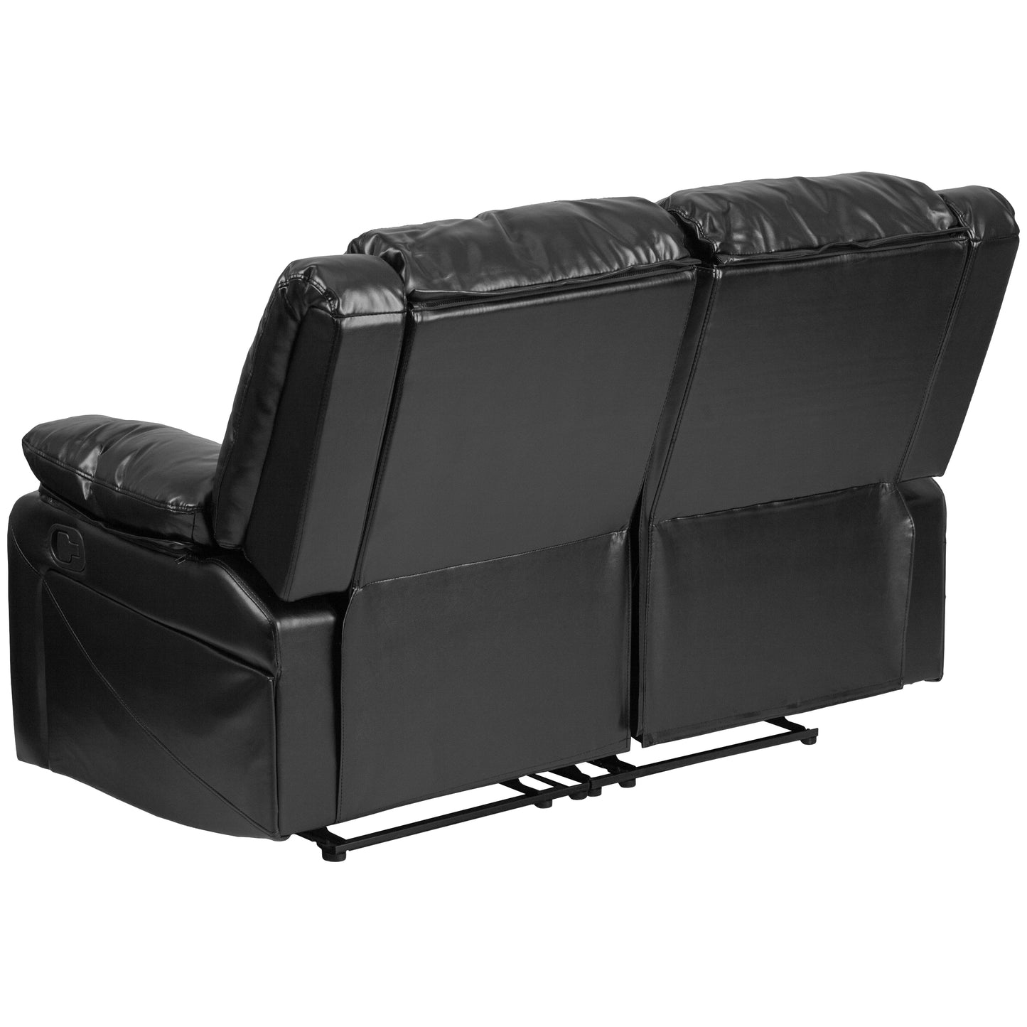 Harmony Series Black LeatherSoft Loveseat with Two Built-In Recliners Black LeatherSoft