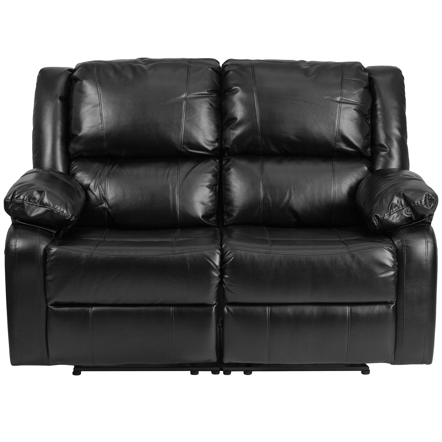 Harmony Series Black LeatherSoft Loveseat with Two Built-In Recliners Black LeatherSoft