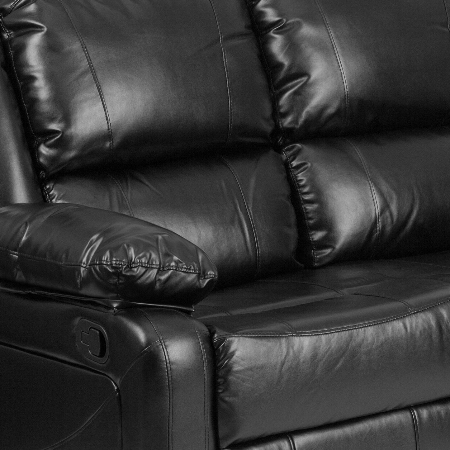 Harmony Series Black LeatherSoft Loveseat with Two Built-In Recliners Black LeatherSoft