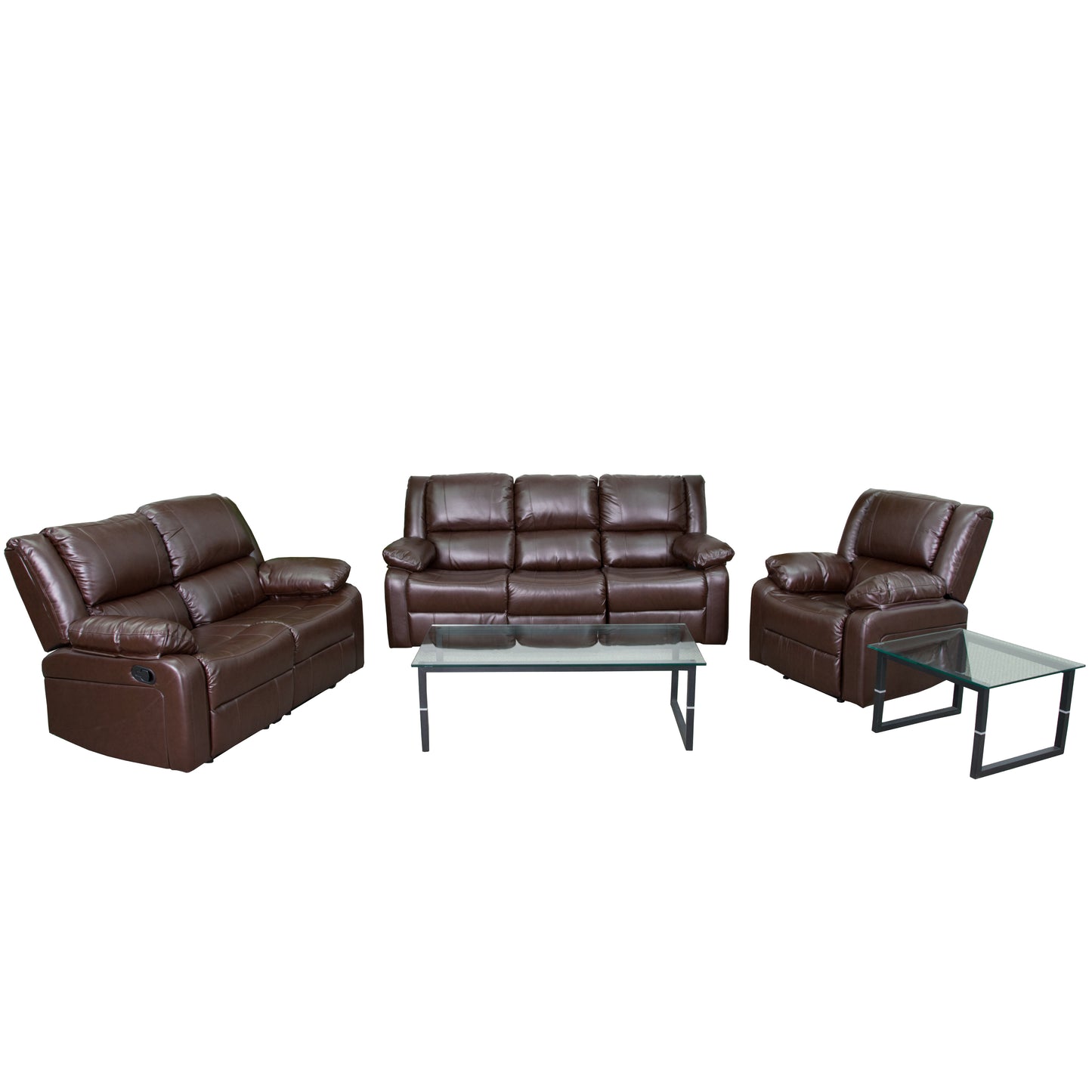 Harmony Series Brown LeatherSoft Reclining Sofa Set Brown LeatherSoft