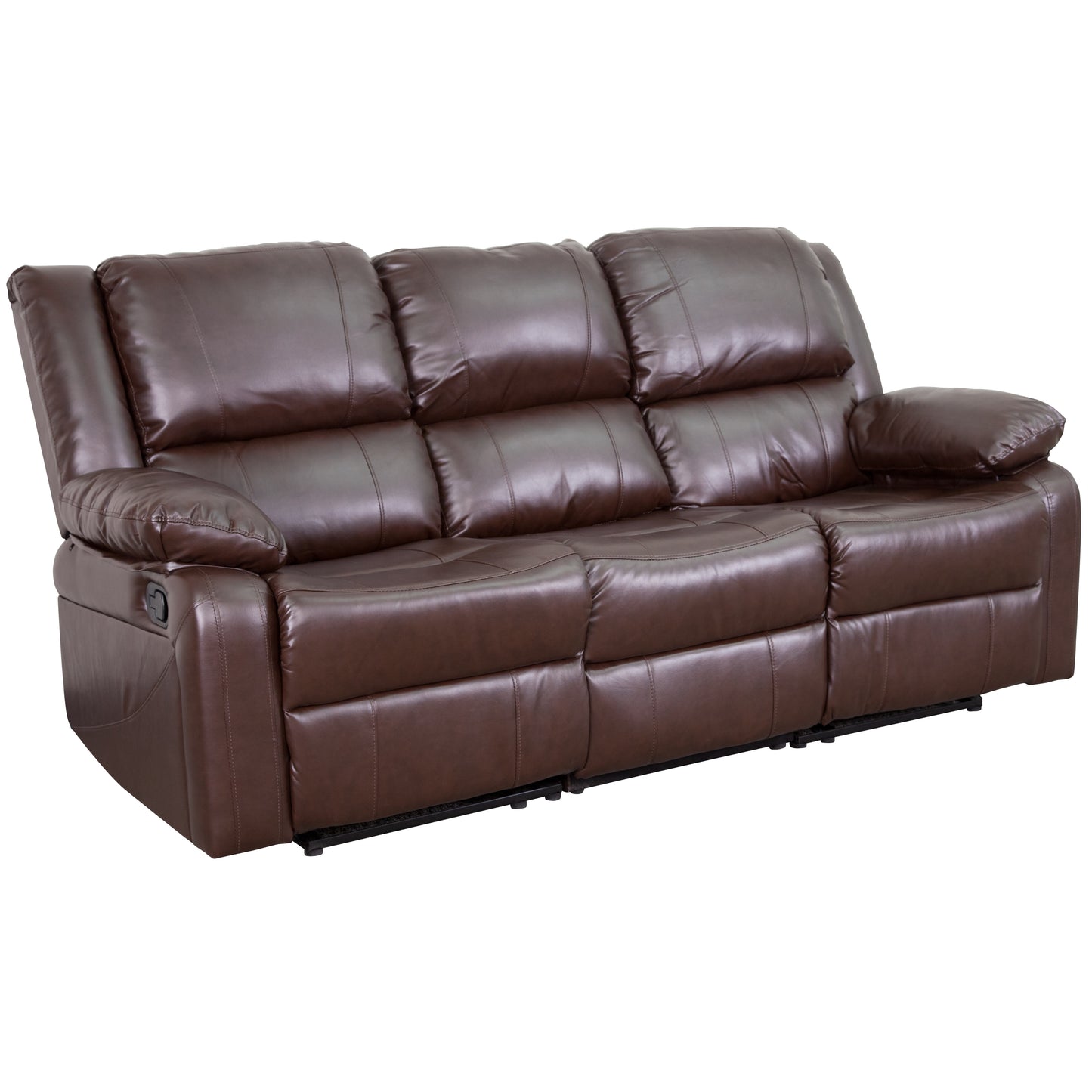 Harmony Series Brown LeatherSoft Sofa with Two Built-In Recliners Brown LeatherSoft