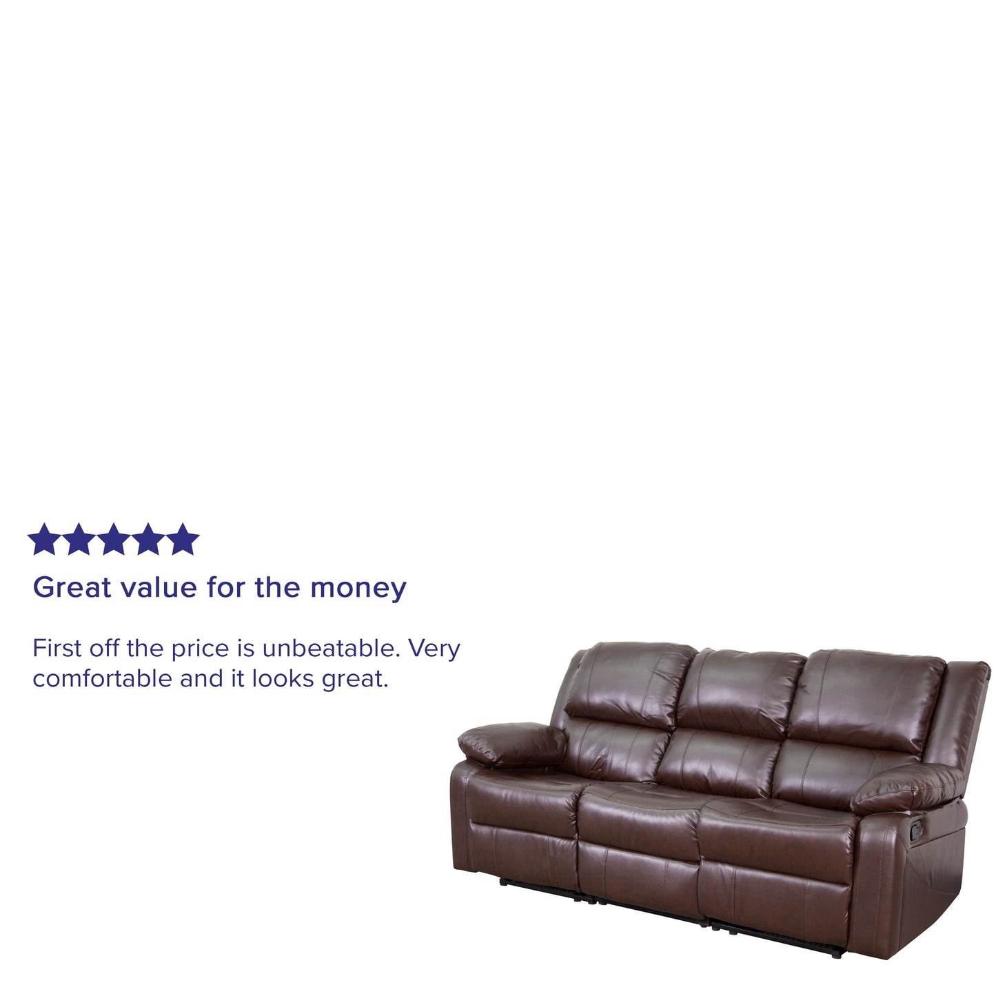 Harmony Series Brown LeatherSoft Sofa with Two Built-In Recliners Brown LeatherSoft
