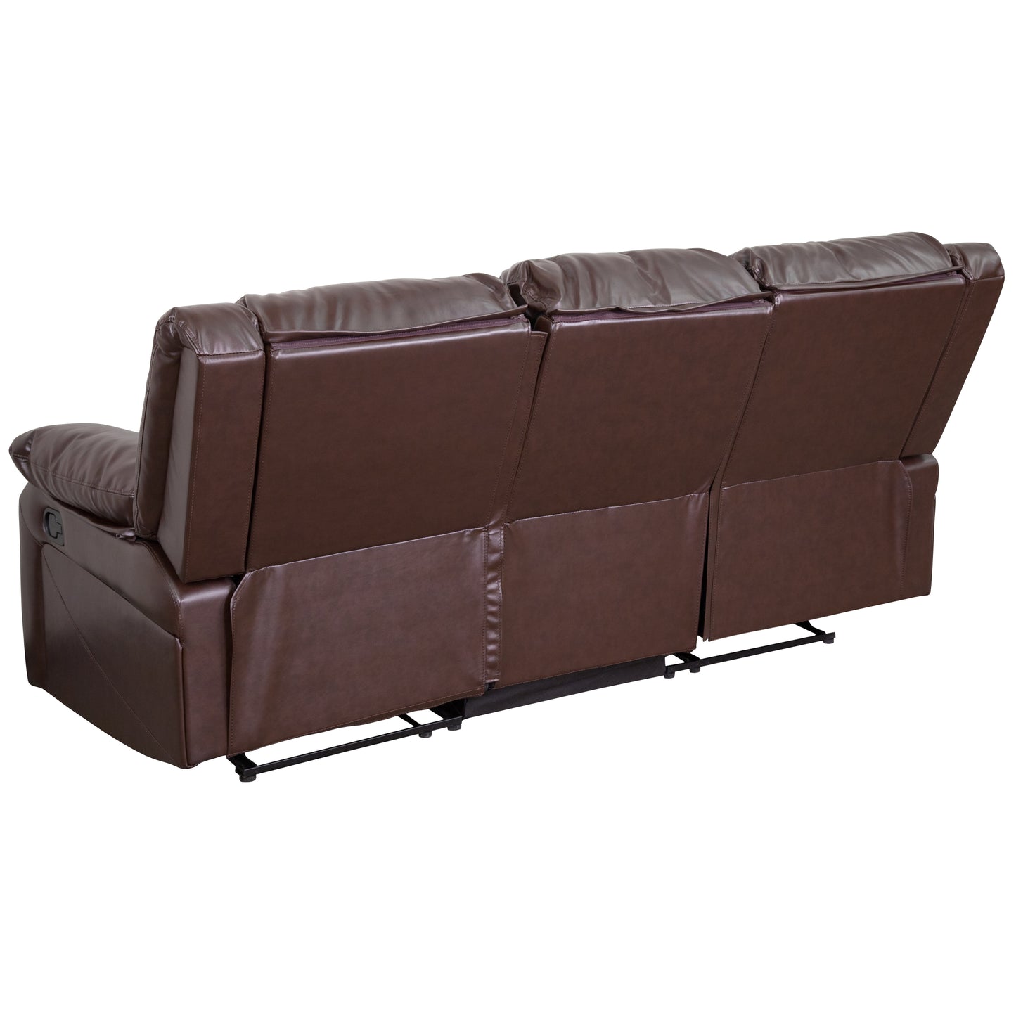 Harmony Series Brown LeatherSoft Sofa with Two Built-In Recliners Brown LeatherSoft