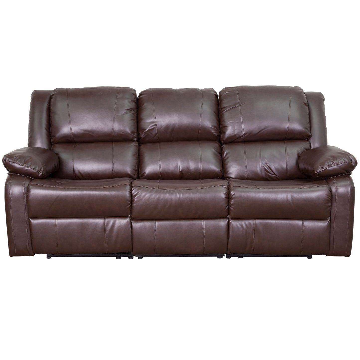 Harmony Series Brown LeatherSoft Sofa with Two Built-In Recliners Brown LeatherSoft
