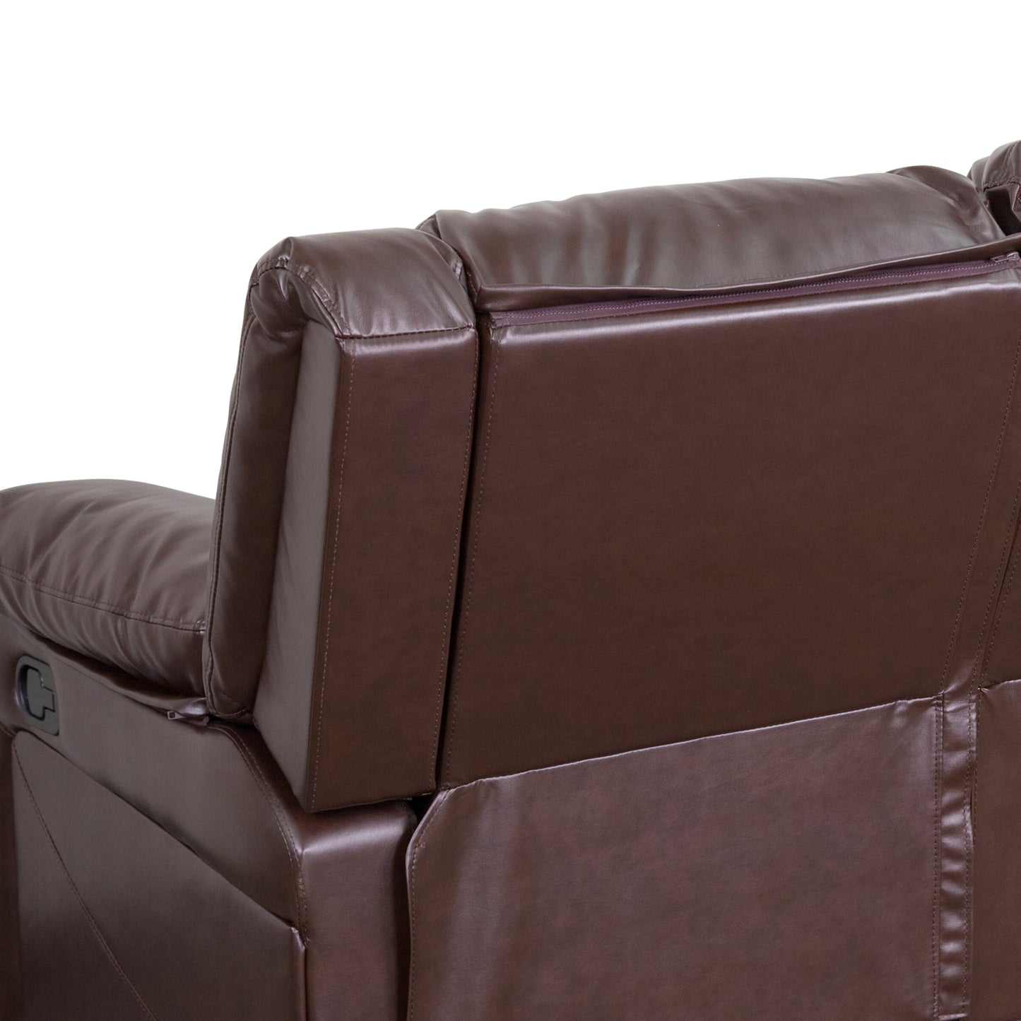 Harmony Series Brown LeatherSoft Sofa with Two Built-In Recliners Brown LeatherSoft