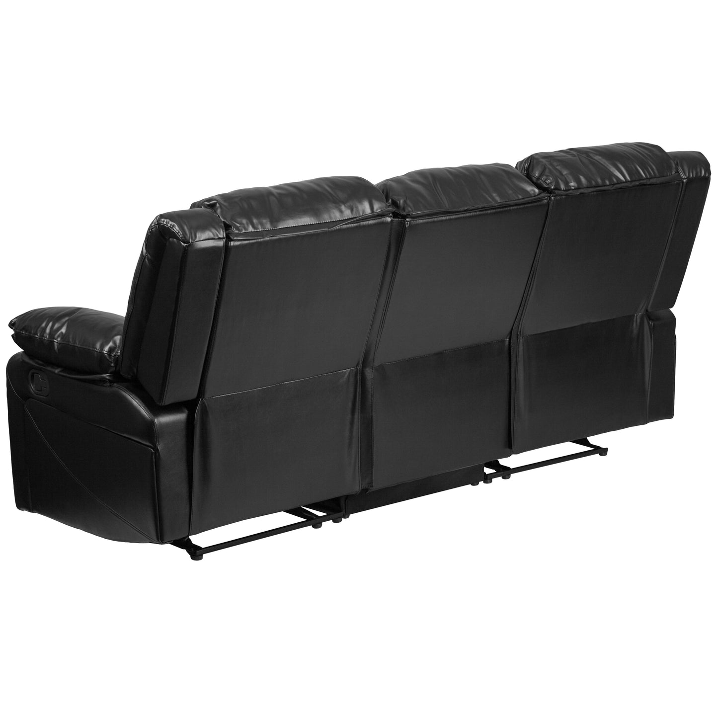 Harmony Series Black LeatherSoft Sofa with Two Built-In Recliners Black LeatherSoft