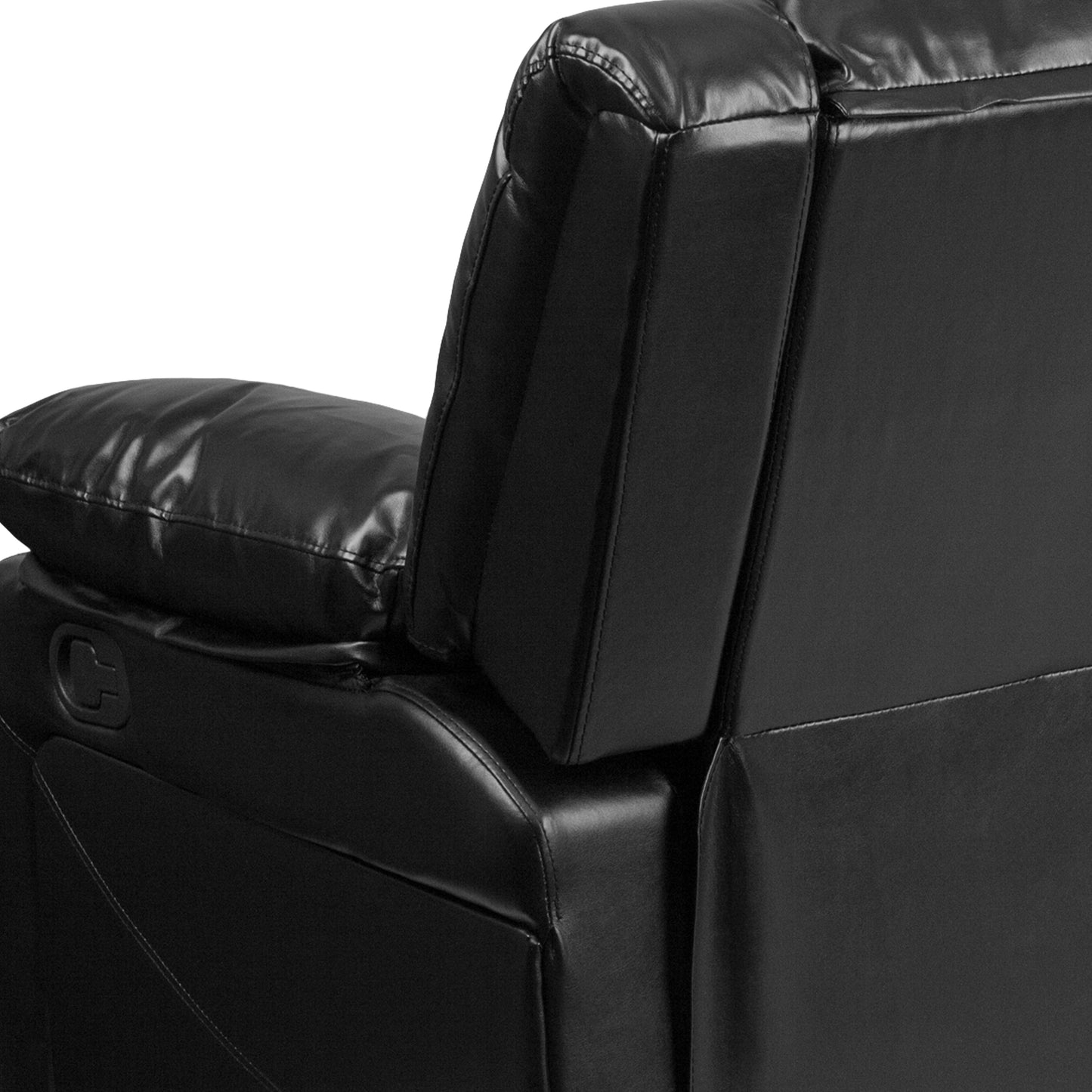 Harmony Series Black LeatherSoft Sofa with Two Built-In Recliners Black LeatherSoft
