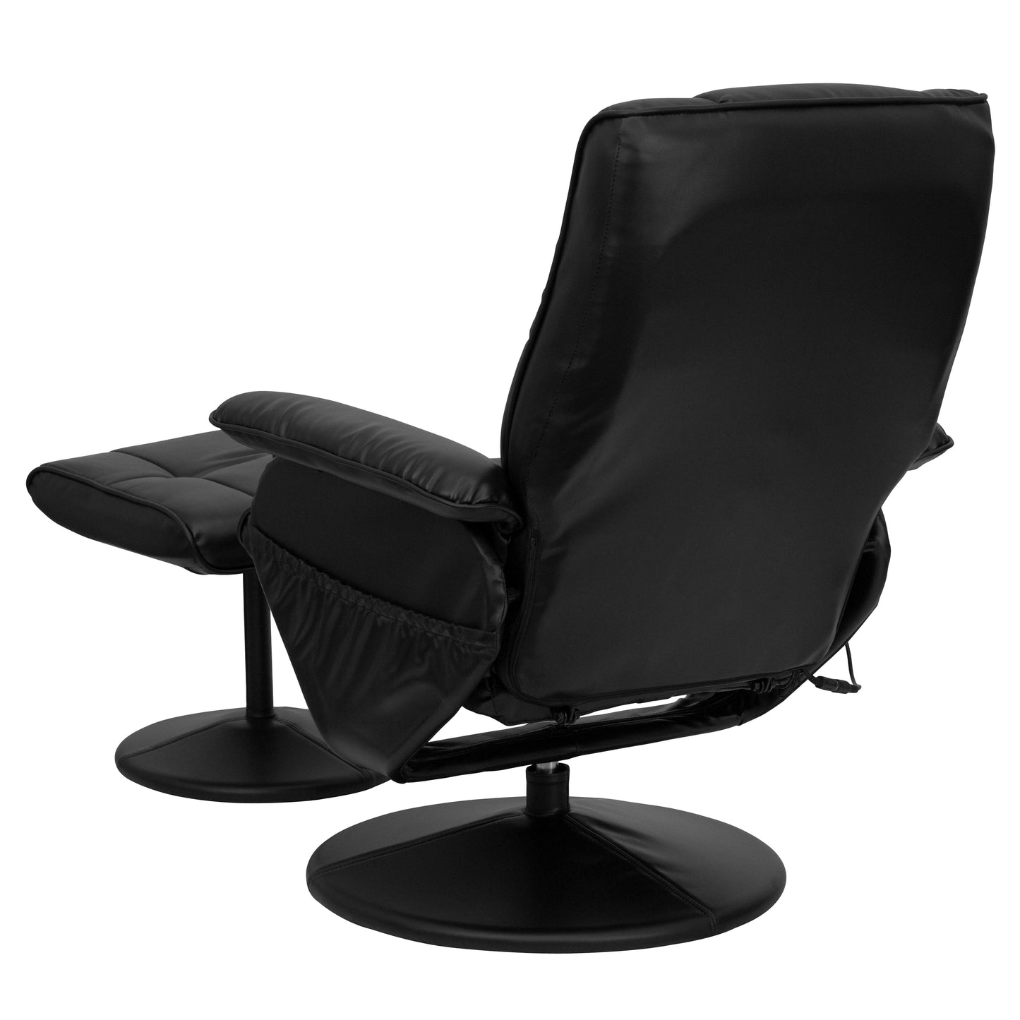 Hall Massaging Heat Controlled Adjustable Recliner and Ottoman with Wrapped Base in Black LeatherSoft Black