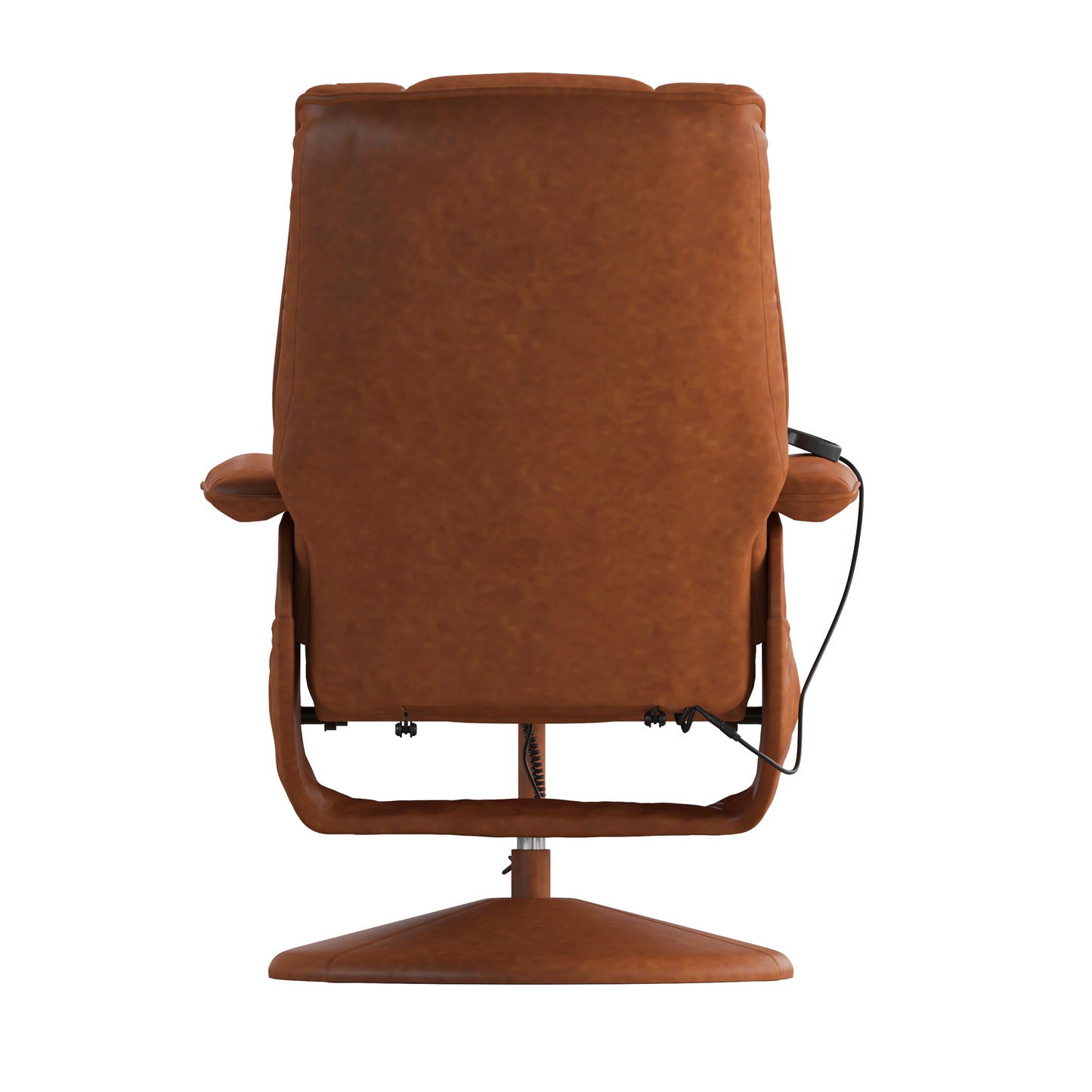 Hall Massaging Heat Controlled Adjustable Recliner and Ottoman with Wrapped Base in Brown LeatherSoft Brown