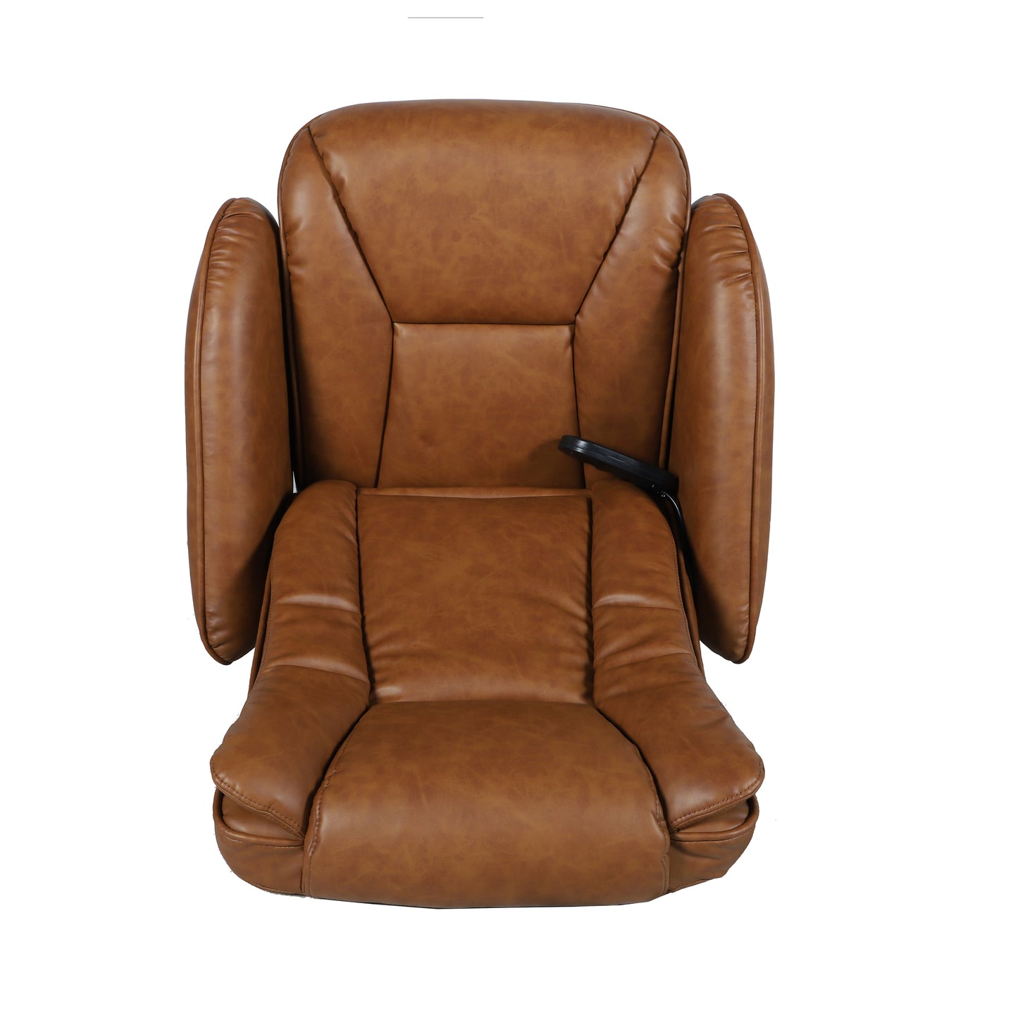 Poppy Massaging Multi-Position Plush Recliner with Side Pocket and Ottoman in Brown LeatherSoft Brown