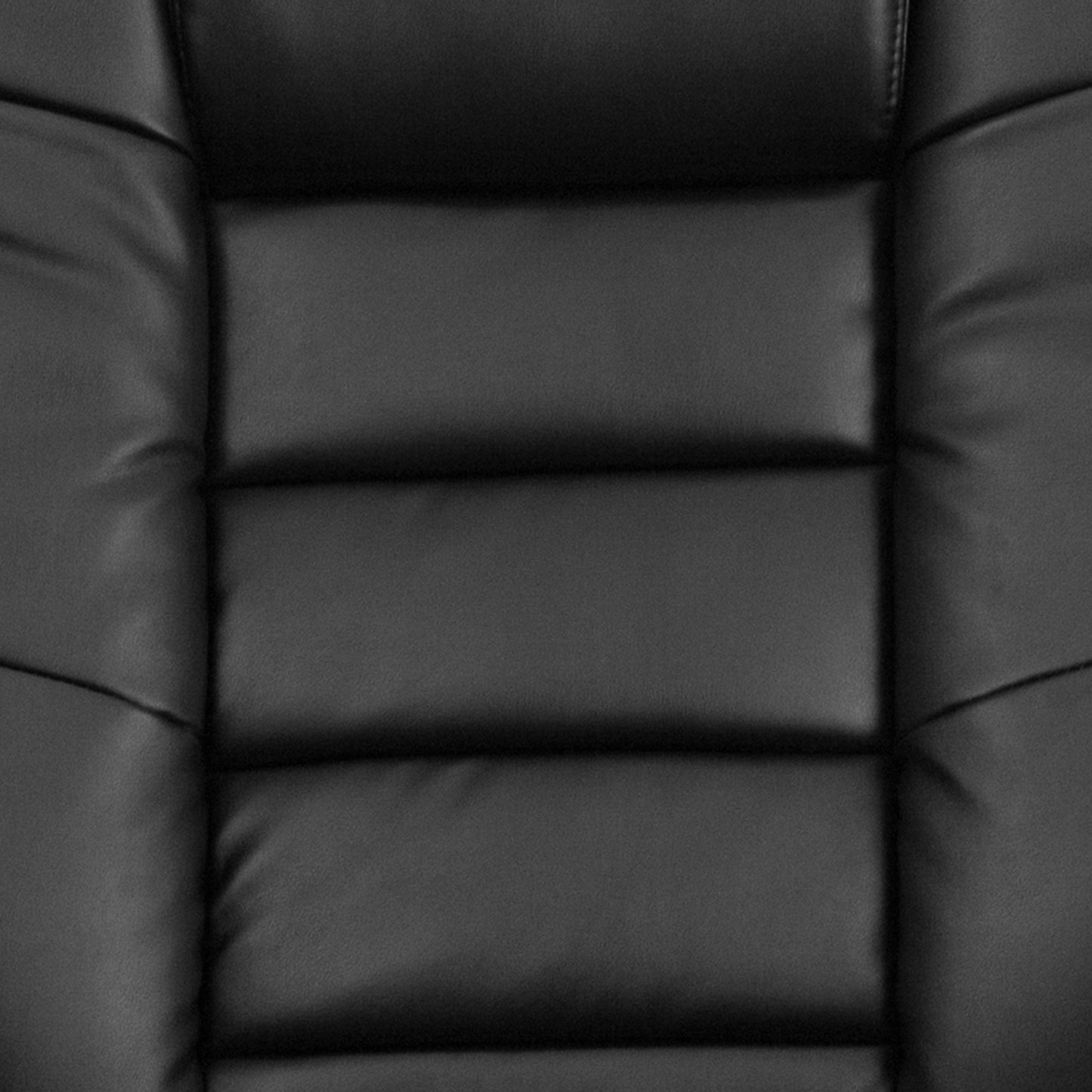 Bali Contemporary Multi-Position Recliner with Horizontal Stitching and Ottoman with Swivel Mahogany Wood Base in Black LeatherSoft Black