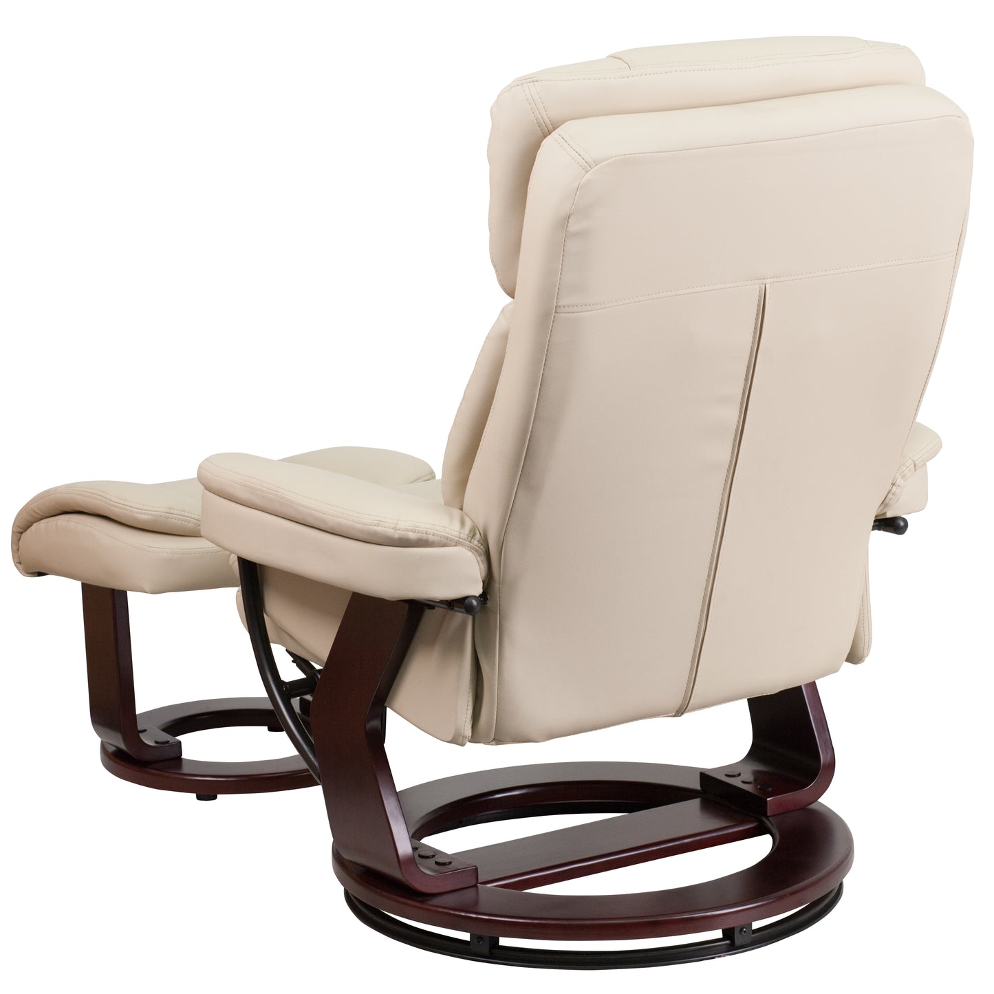 Allie Recliner Chair with Ottoman | Beige LeatherSoft Swivel Recliner Chair with Ottoman Footrest Beige