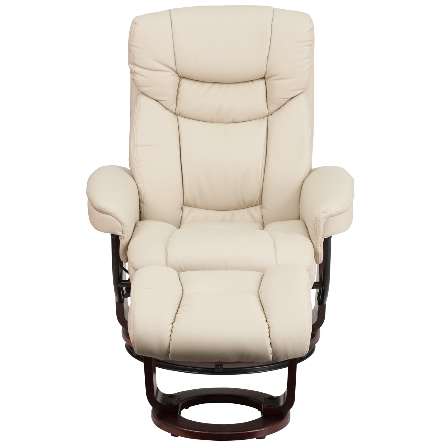 Allie Recliner Chair with Ottoman | Beige LeatherSoft Swivel Recliner Chair with Ottoman Footrest Beige