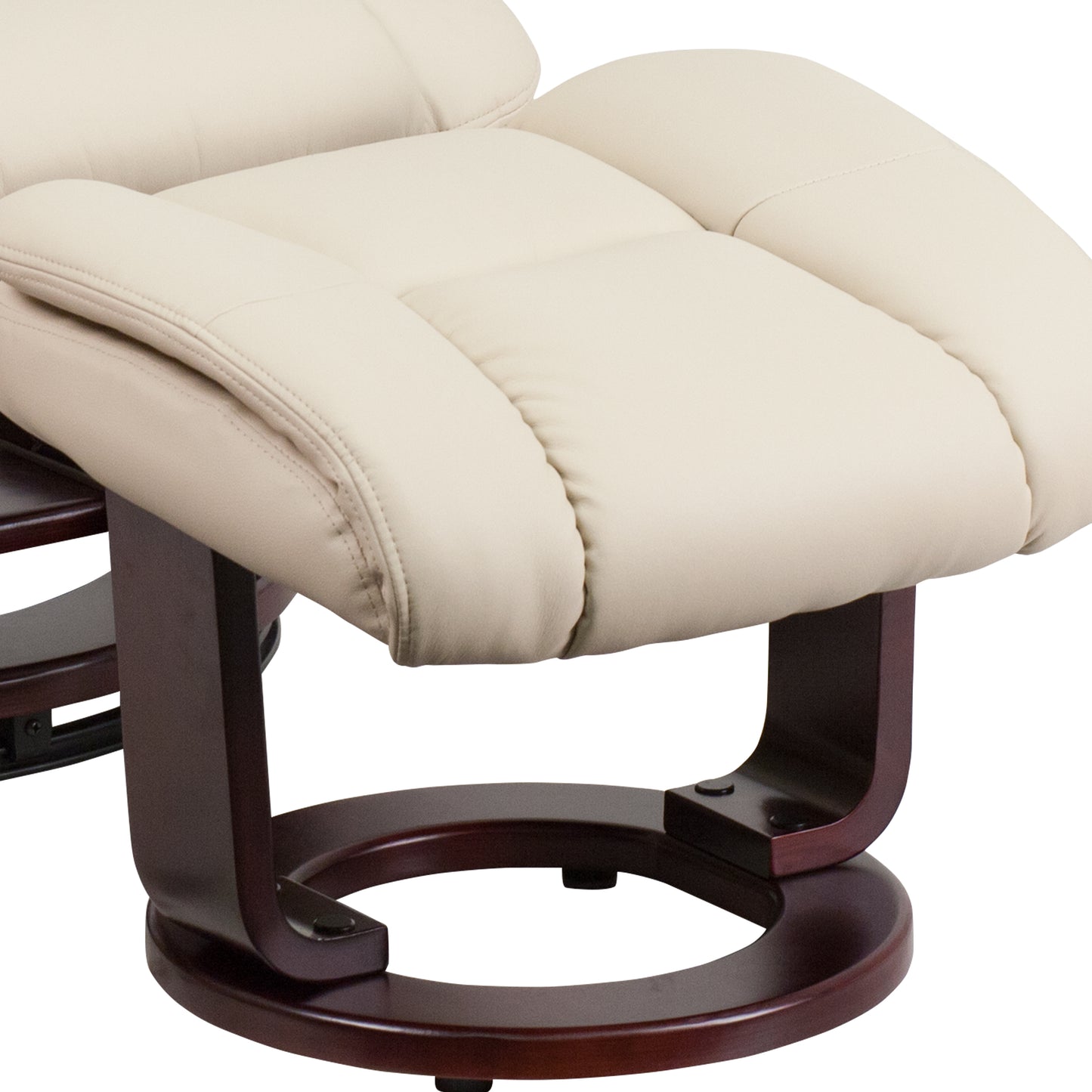 Allie Recliner Chair with Ottoman | Beige LeatherSoft Swivel Recliner Chair with Ottoman Footrest Beige