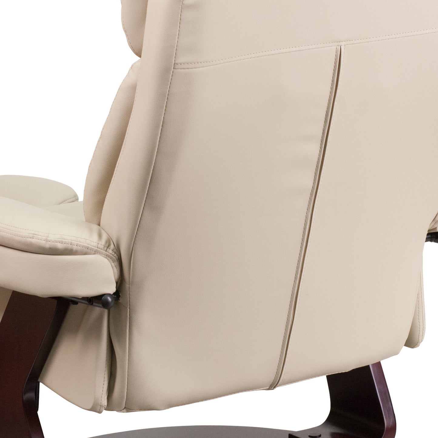 Allie Recliner Chair with Ottoman | Beige LeatherSoft Swivel Recliner Chair with Ottoman Footrest Beige