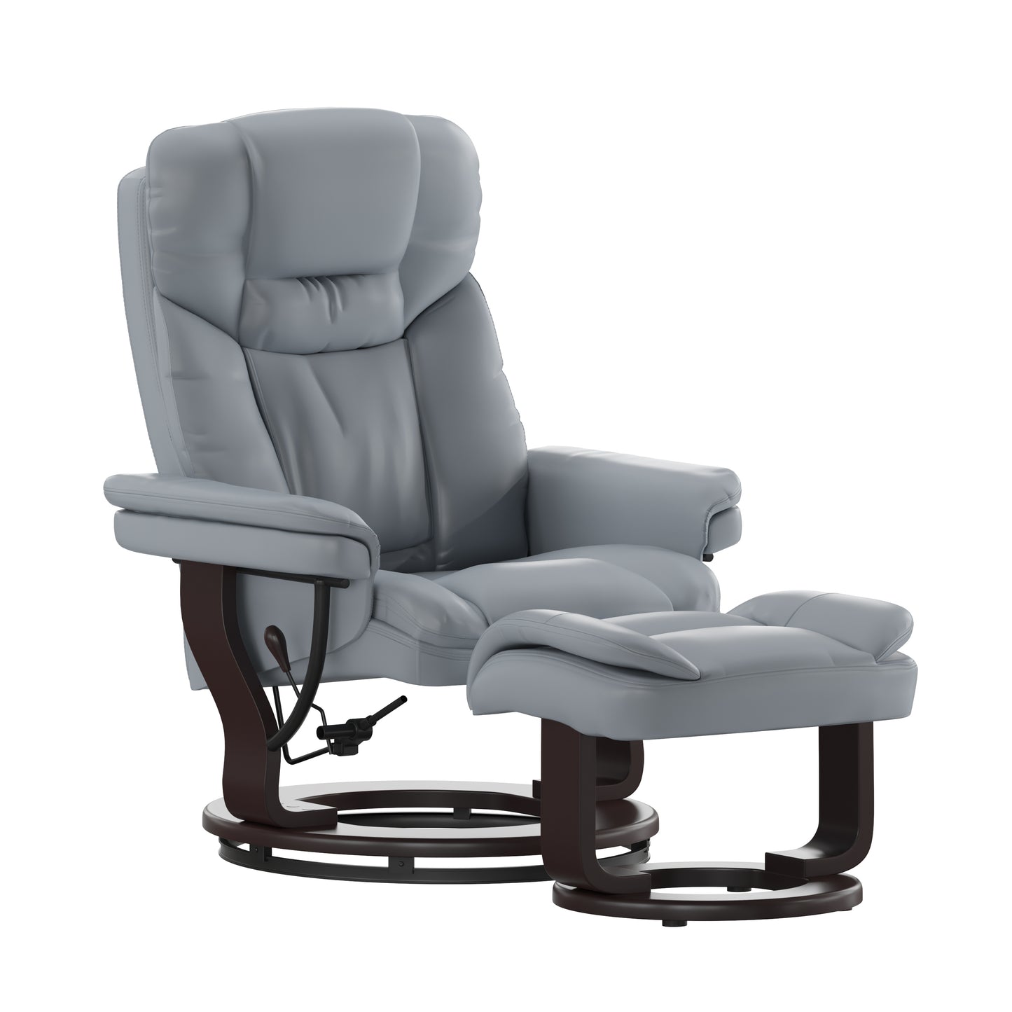 Allie Recliner Chair with Ottoman | Gray LeatherSoft Swivel Recliner Chair with Ottoman Footrest Gray