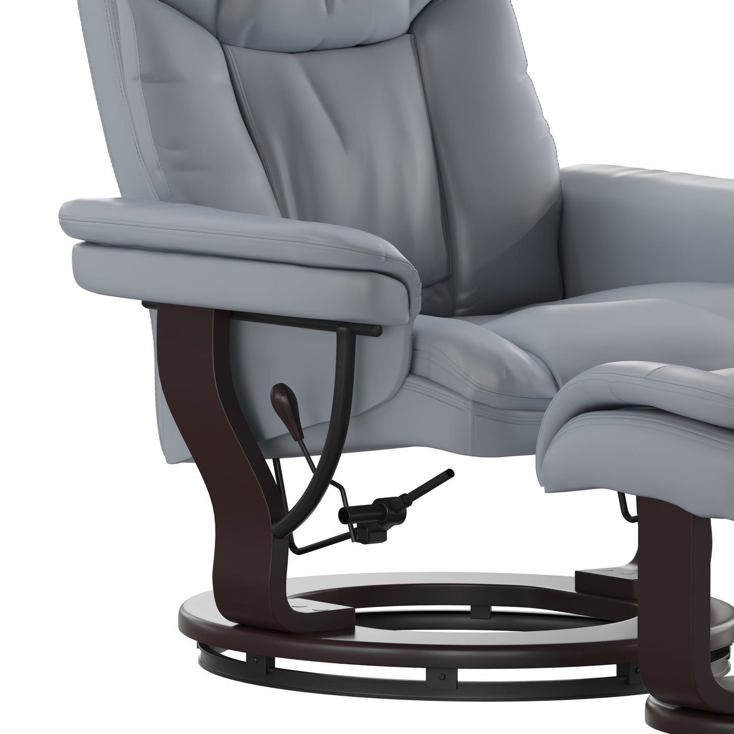 Allie Recliner Chair with Ottoman | Gray LeatherSoft Swivel Recliner Chair with Ottoman Footrest Gray