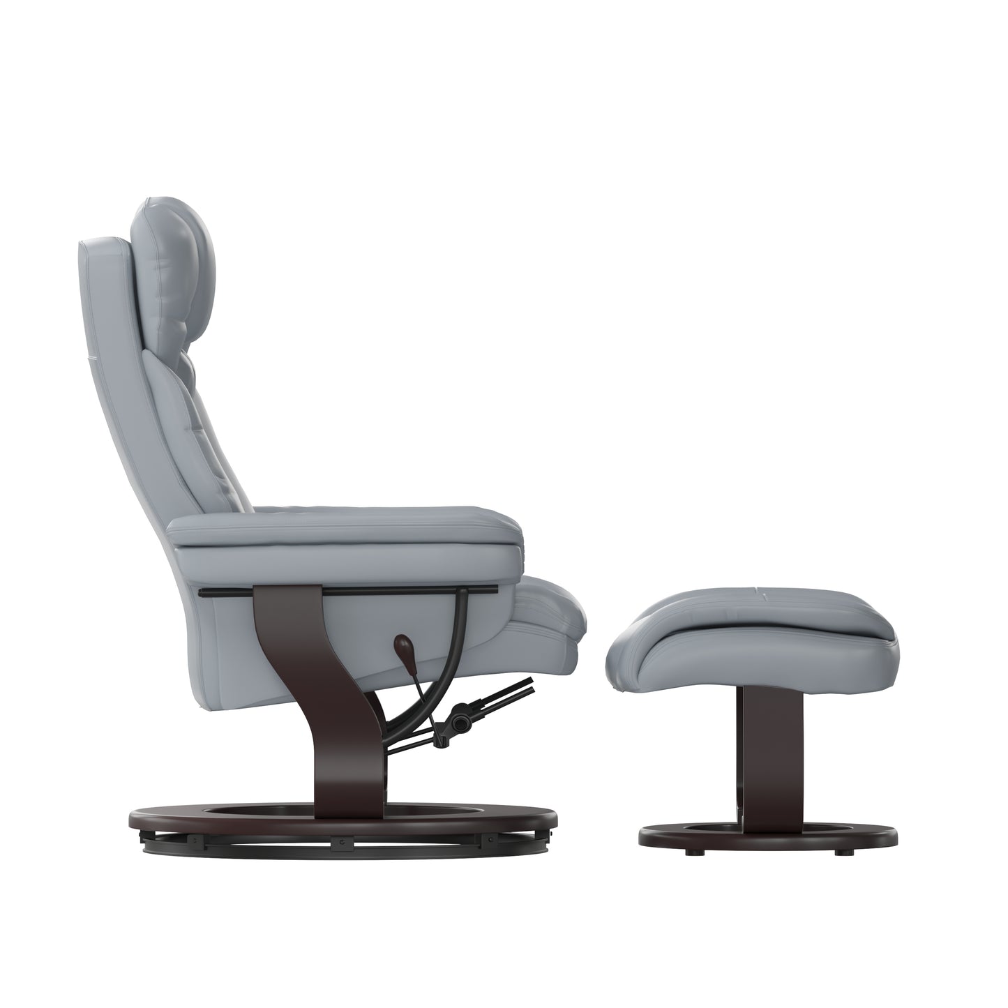 Allie Recliner Chair with Ottoman | Gray LeatherSoft Swivel Recliner Chair with Ottoman Footrest Gray