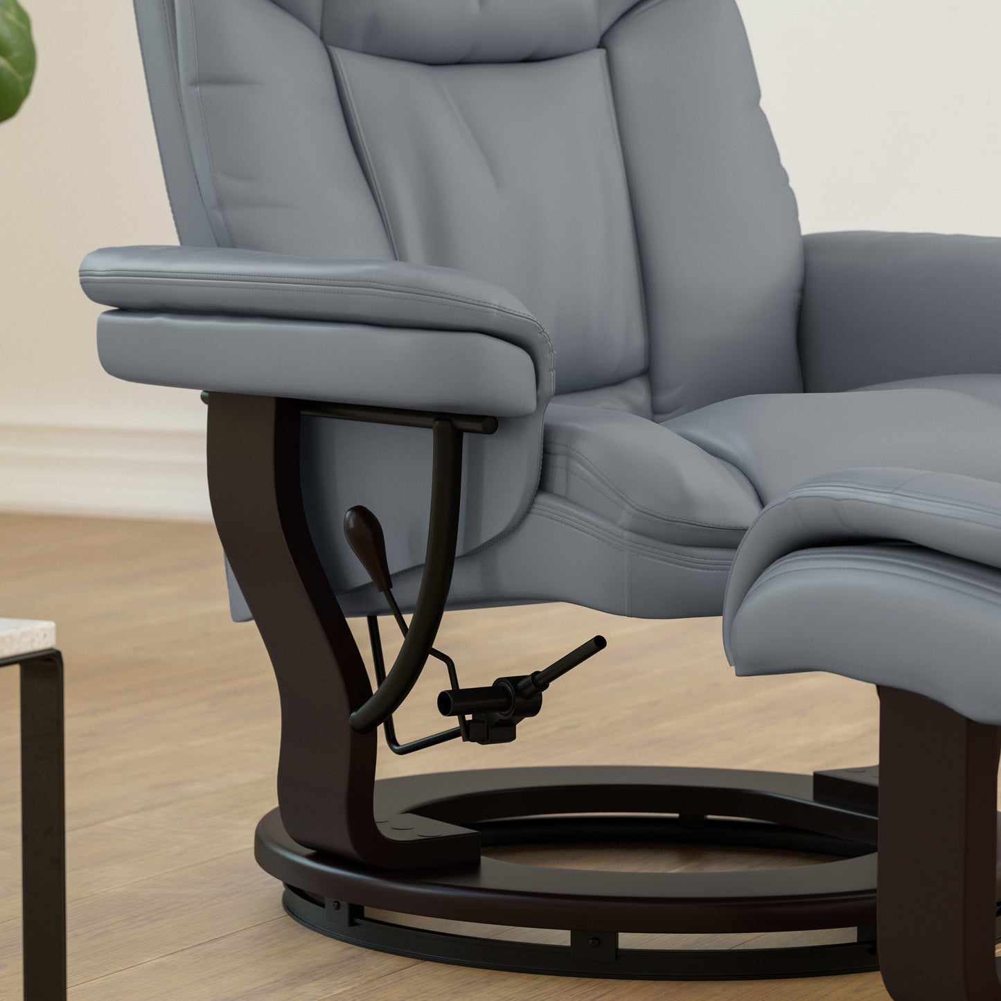 Allie Recliner Chair with Ottoman | Gray LeatherSoft Swivel Recliner Chair with Ottoman Footrest Gray