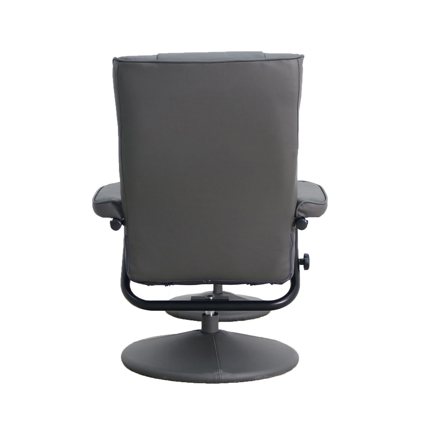 Rachel Contemporary Multi-Position Recliner and Ottoman with Wrapped Base in Gray LeatherSoft Gray BT-7862-GY-GG