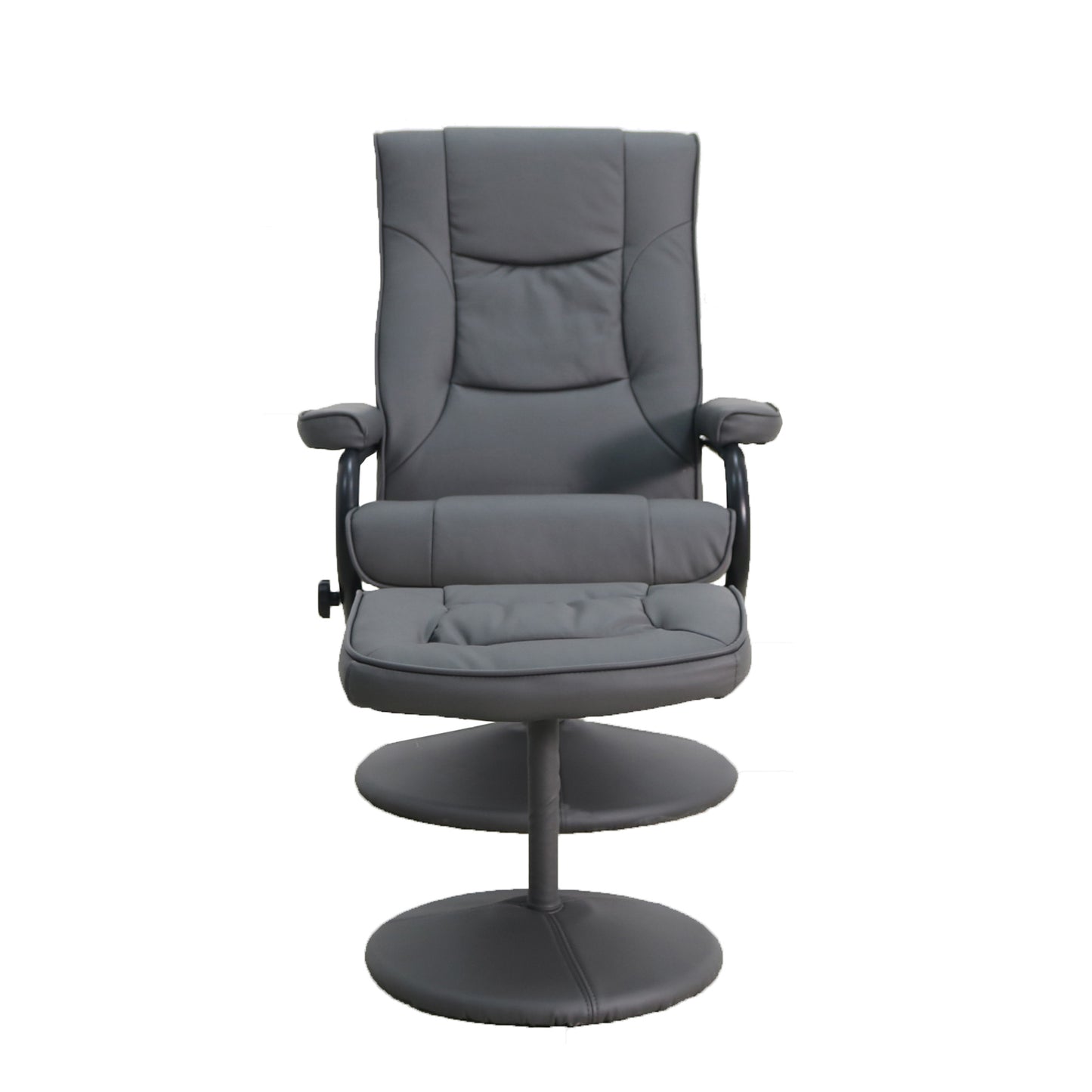Rachel Contemporary Multi-Position Recliner and Ottoman with Wrapped Base in Gray LeatherSoft Gray BT-7862-GY-GG