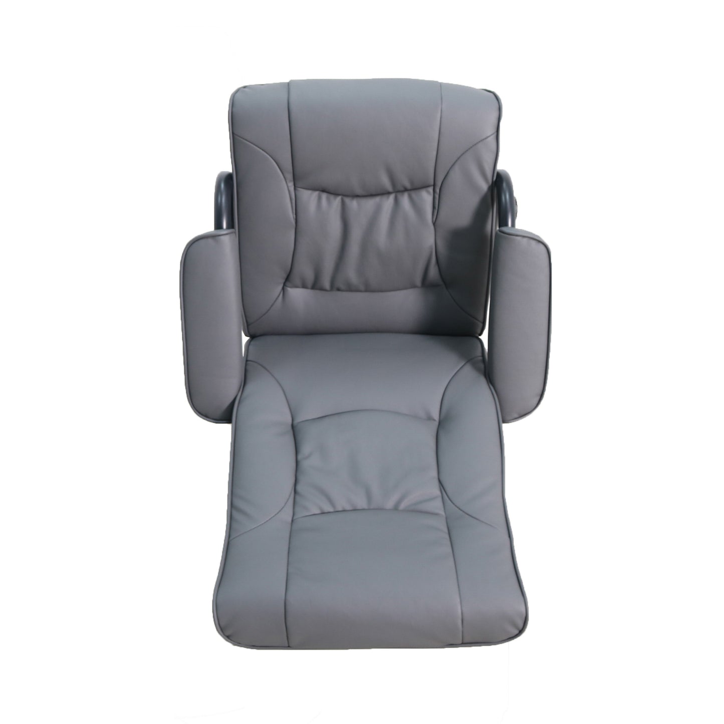 Rachel Contemporary Multi-Position Recliner and Ottoman with Wrapped Base in Gray LeatherSoft Gray BT-7862-GY-GG
