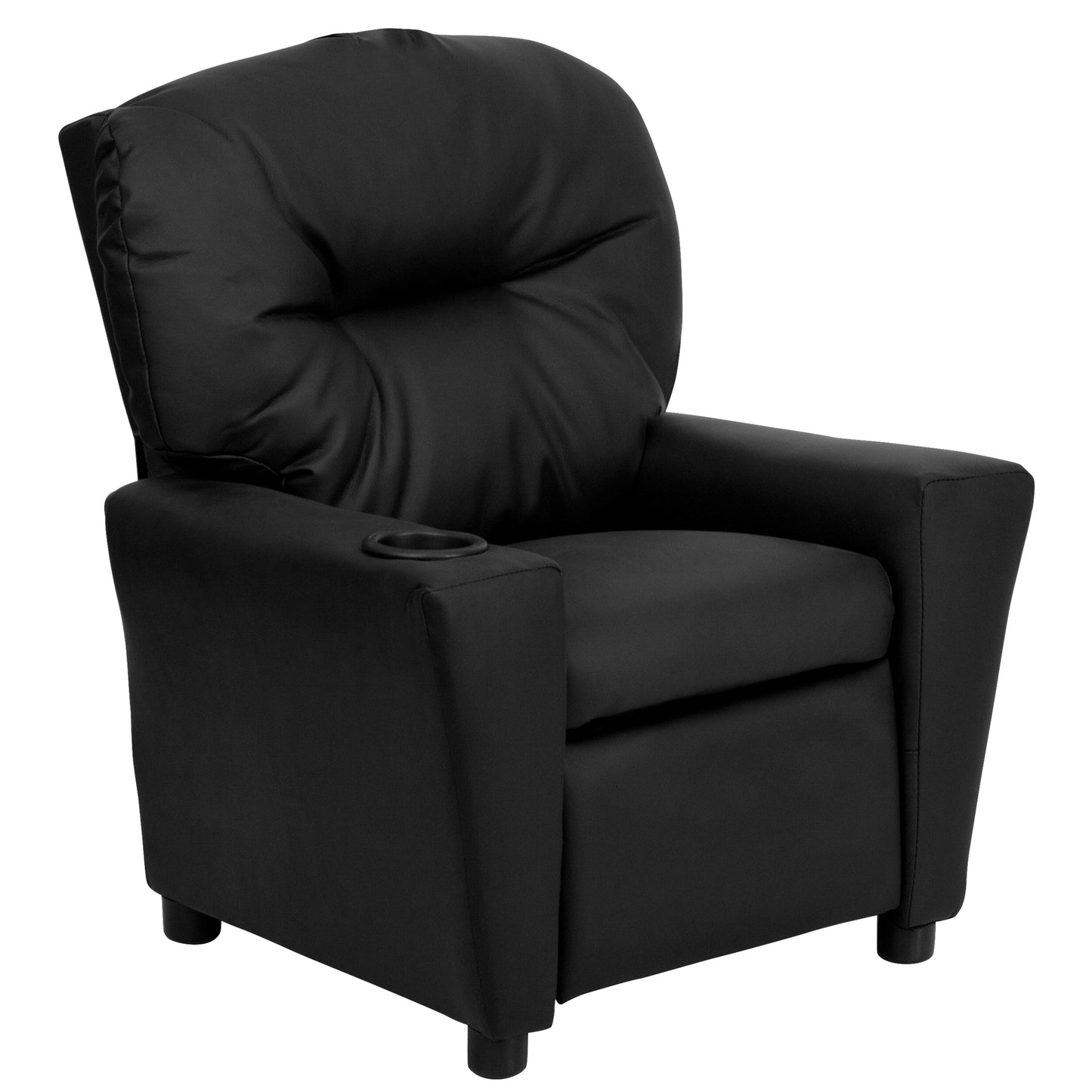 Chandler Contemporary Black LeatherSoft Kids Recliner with Cup Holder Black LeatherSoft