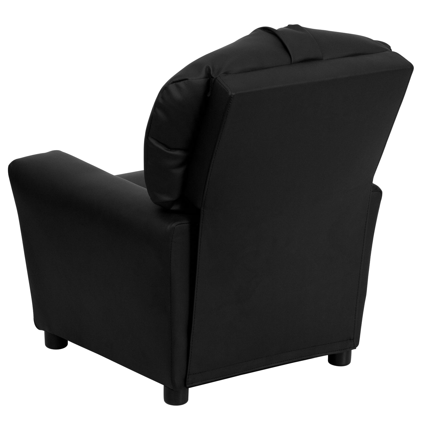 Chandler Contemporary Black LeatherSoft Kids Recliner with Cup Holder Black LeatherSoft
