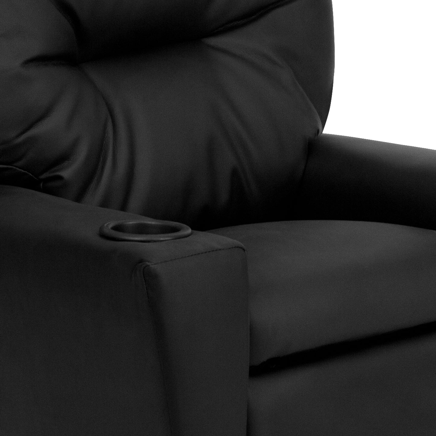 Chandler Contemporary Black LeatherSoft Kids Recliner with Cup Holder Black LeatherSoft