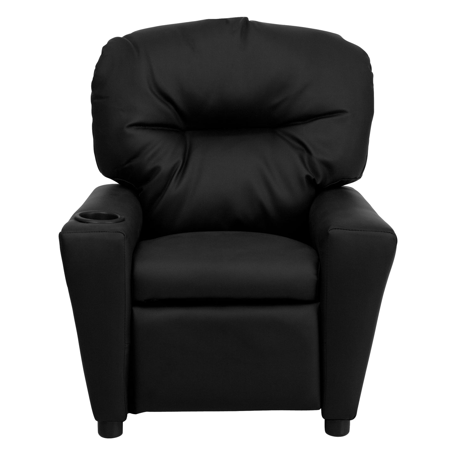 Chandler Contemporary Black LeatherSoft Kids Recliner with Cup Holder Black LeatherSoft