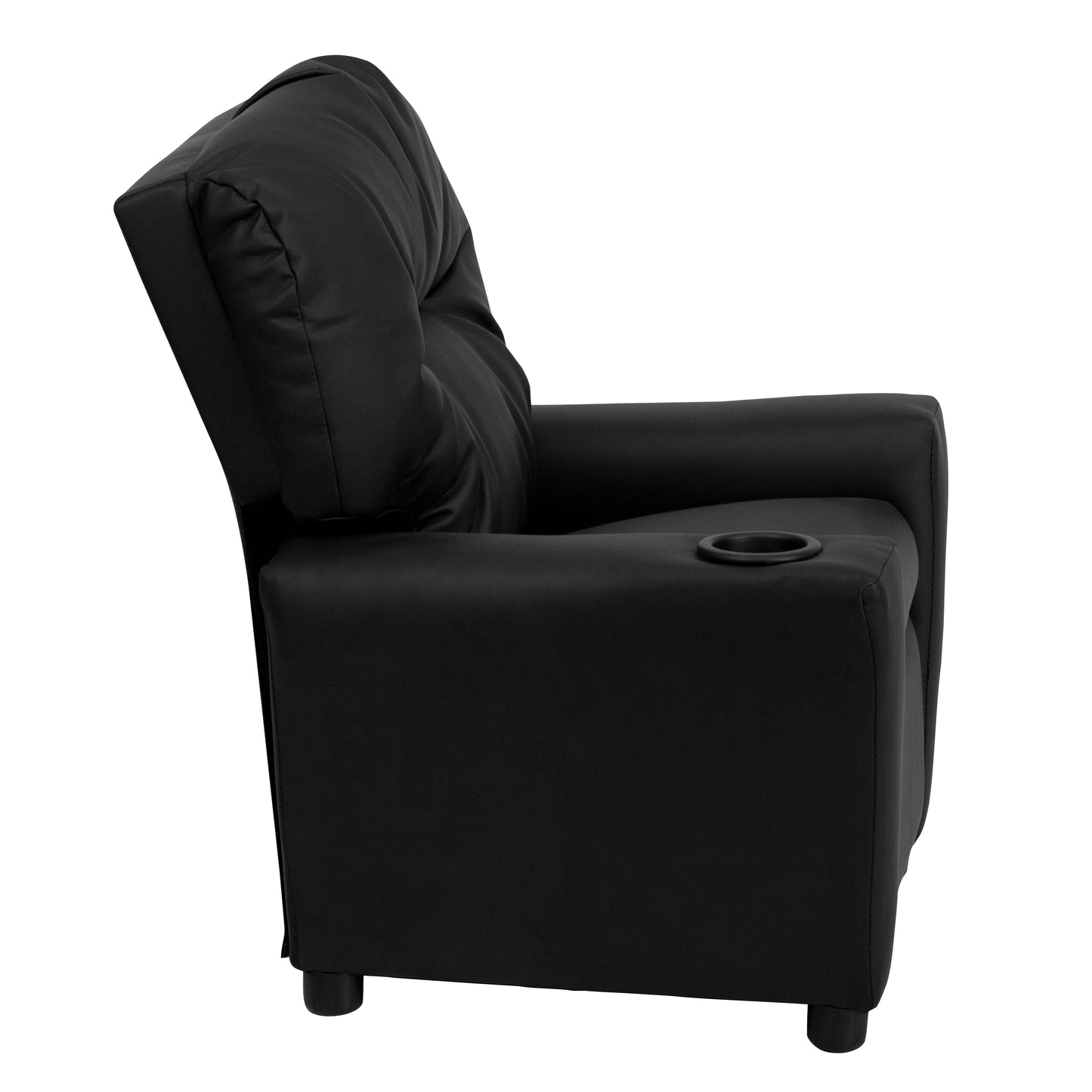 Chandler Contemporary Black LeatherSoft Kids Recliner with Cup Holder Black LeatherSoft