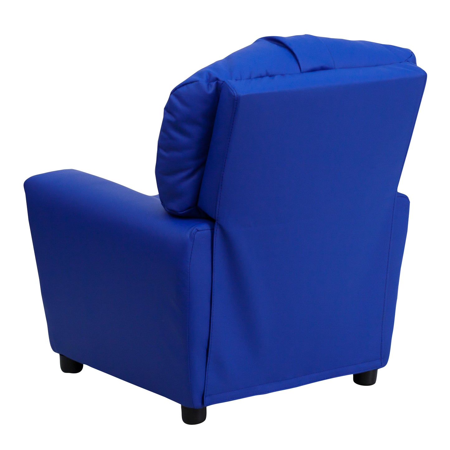Chandler Contemporary Blue Vinyl Kids Recliner with Cup Holder Blue Vinyl
