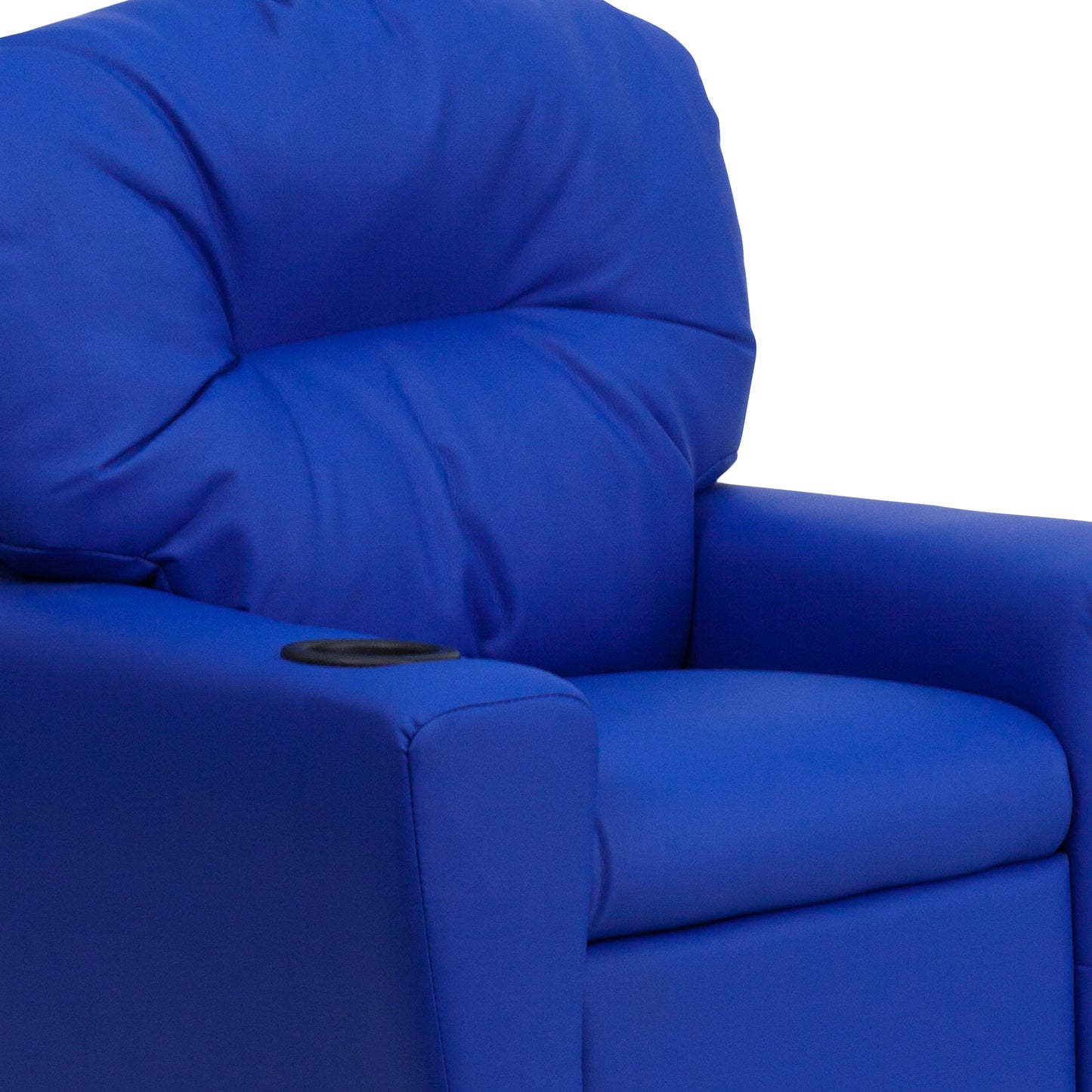 Chandler Contemporary Blue Vinyl Kids Recliner with Cup Holder Blue Vinyl