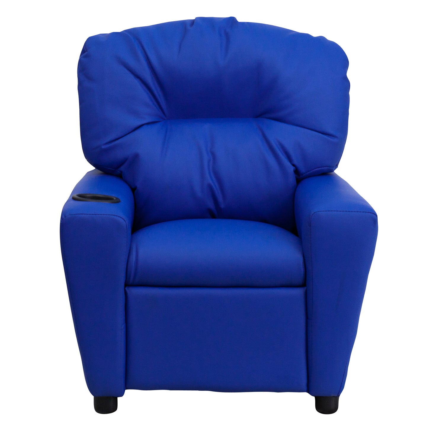 Chandler Contemporary Blue Vinyl Kids Recliner with Cup Holder Blue Vinyl