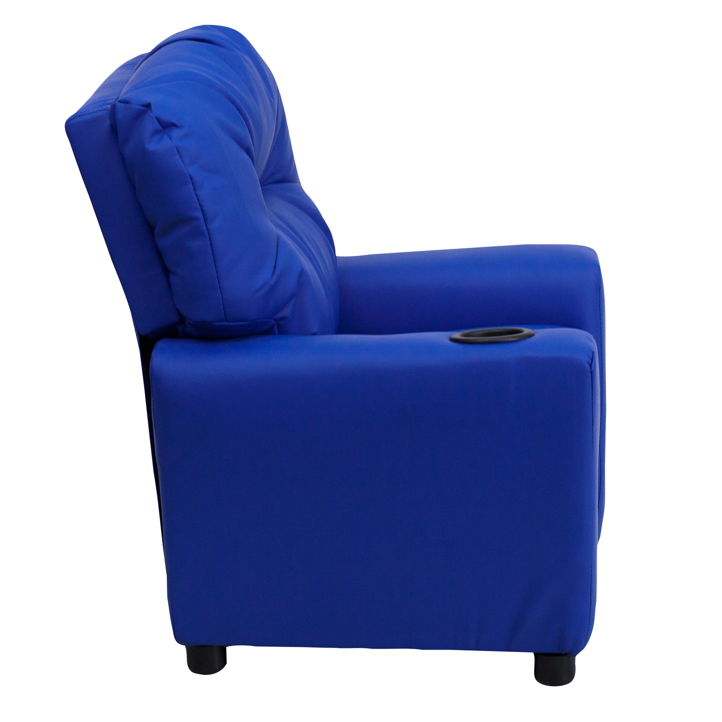 Chandler Contemporary Blue Vinyl Kids Recliner with Cup Holder Blue Vinyl