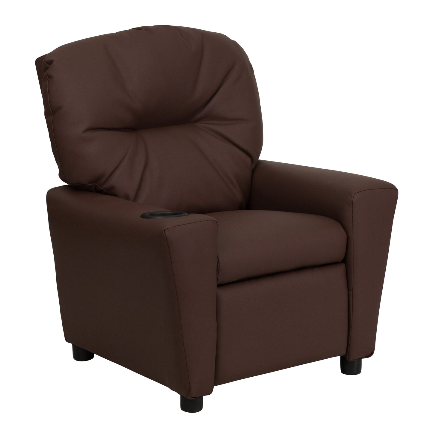 Chandler Contemporary Brown LeatherSoft Kids Recliner with Cup Holder Brown LeatherSoft