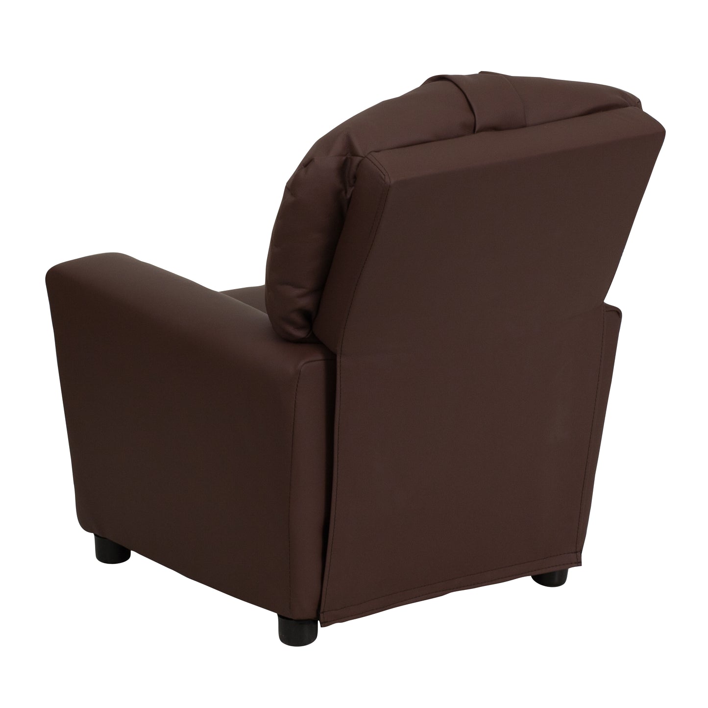 Chandler Contemporary Brown LeatherSoft Kids Recliner with Cup Holder Brown LeatherSoft