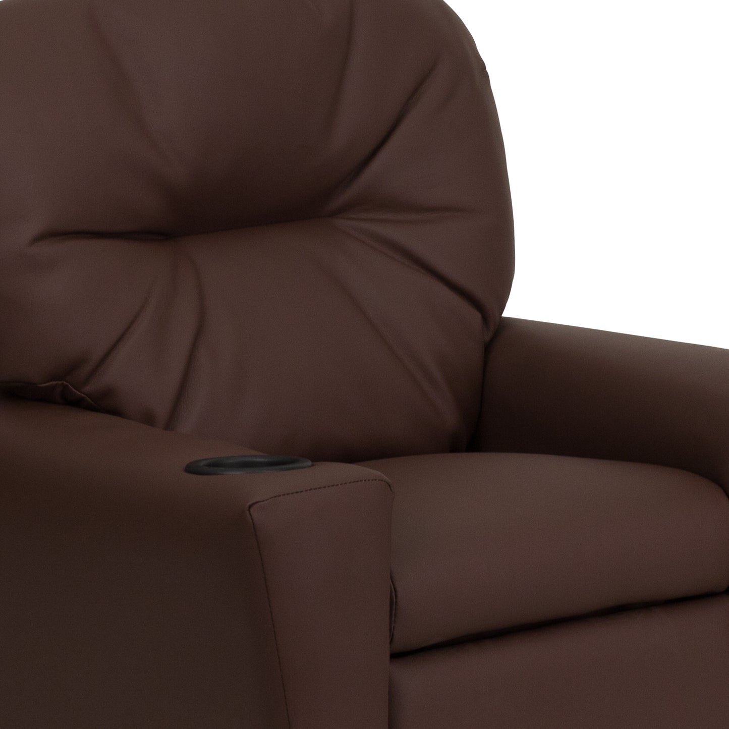 Chandler Contemporary Brown LeatherSoft Kids Recliner with Cup Holder Brown LeatherSoft