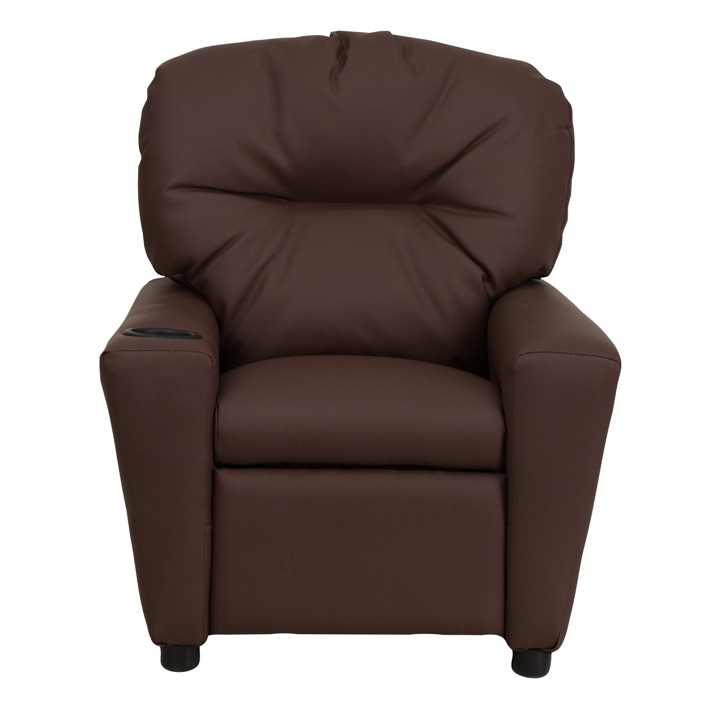 Chandler Contemporary Brown LeatherSoft Kids Recliner with Cup Holder Brown LeatherSoft