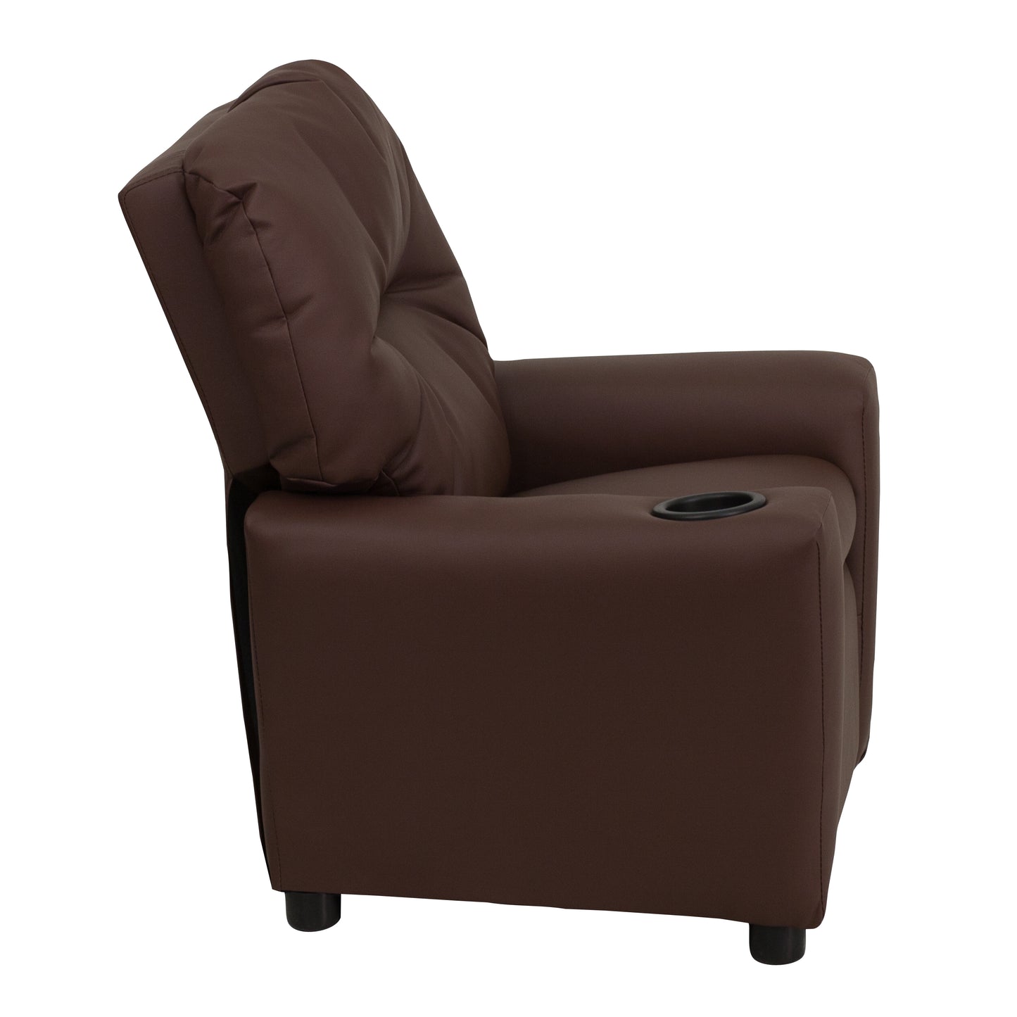 Chandler Contemporary Brown LeatherSoft Kids Recliner with Cup Holder Brown LeatherSoft