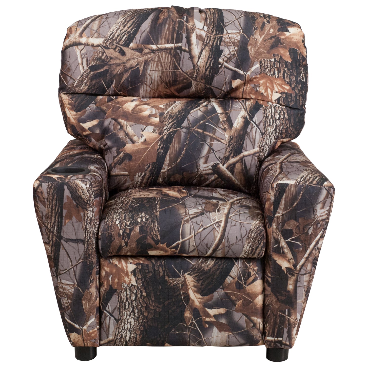 Chandler Contemporary Camouflaged Fabric Kids Recliner with Cup Holder Camouflage Fabric