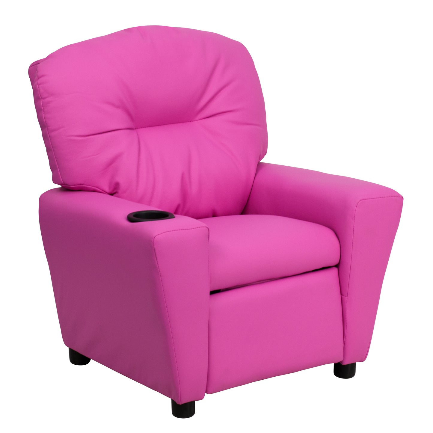 Chandler Contemporary Hot Pink Vinyl Kids Recliner with Cup Holder Hot Pink Vinyl