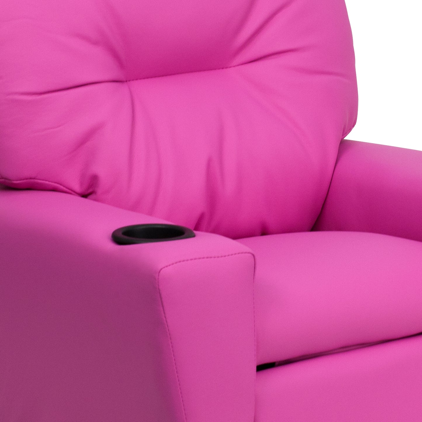 Chandler Contemporary Hot Pink Vinyl Kids Recliner with Cup Holder Hot Pink Vinyl