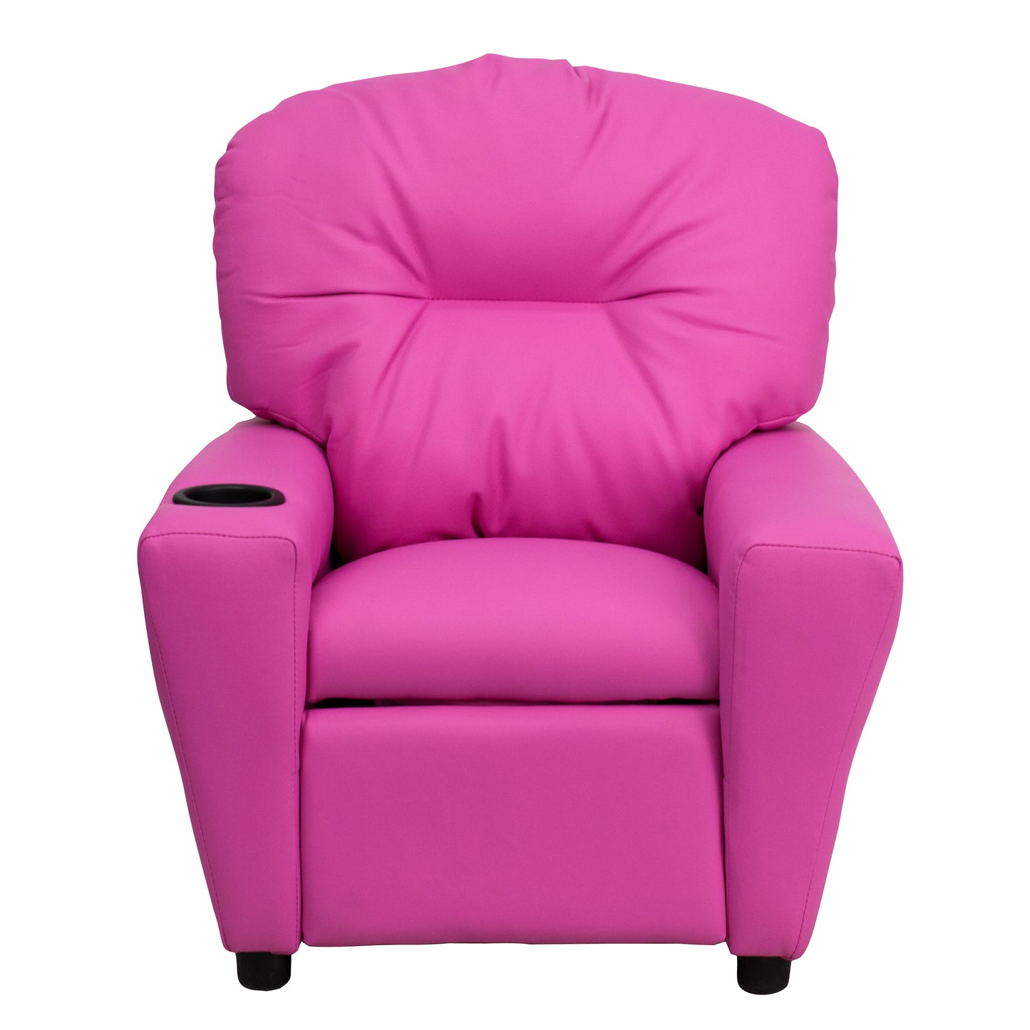 Chandler Contemporary Hot Pink Vinyl Kids Recliner with Cup Holder Hot Pink Vinyl