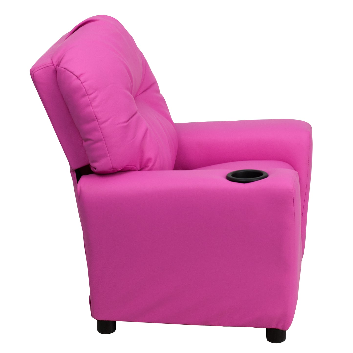 Chandler Contemporary Hot Pink Vinyl Kids Recliner with Cup Holder Hot Pink Vinyl