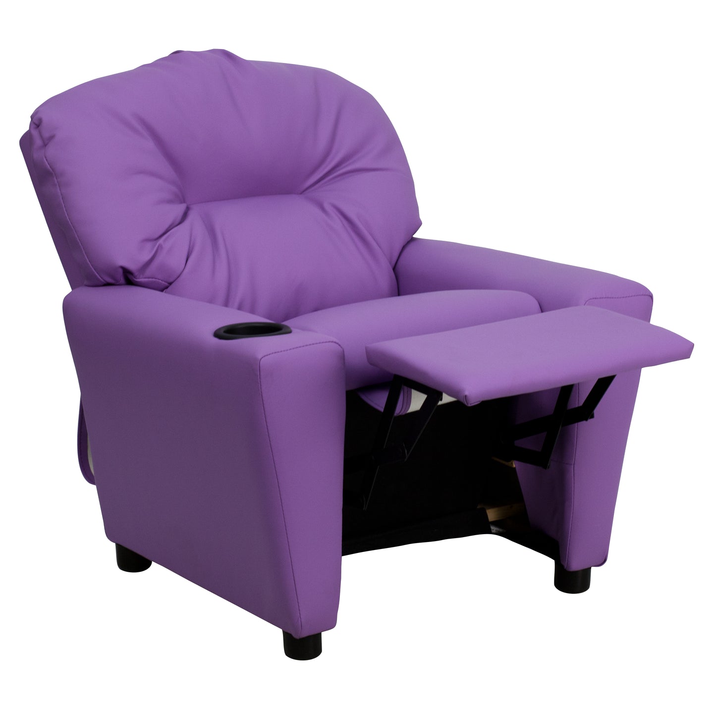 Chandler Contemporary Lavender Vinyl Kids Recliner with Cup Holder Lavender Vinyl